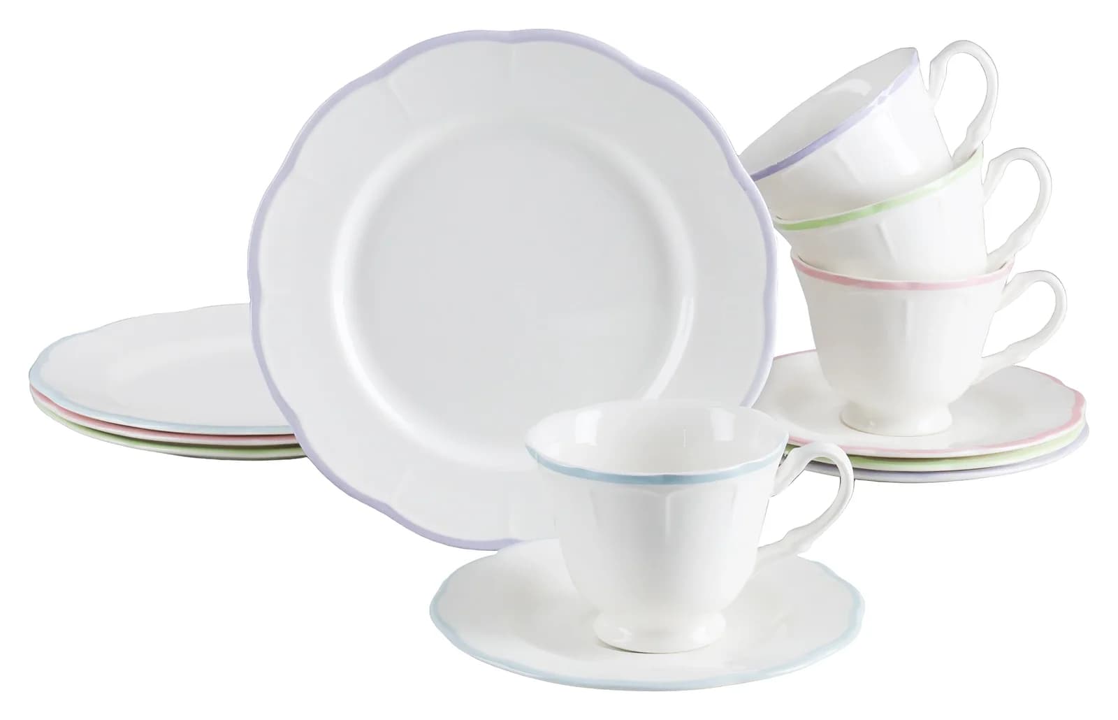 Creatable Kaffeeservice Florine Bunt 12-tlg. Steingut Weiß