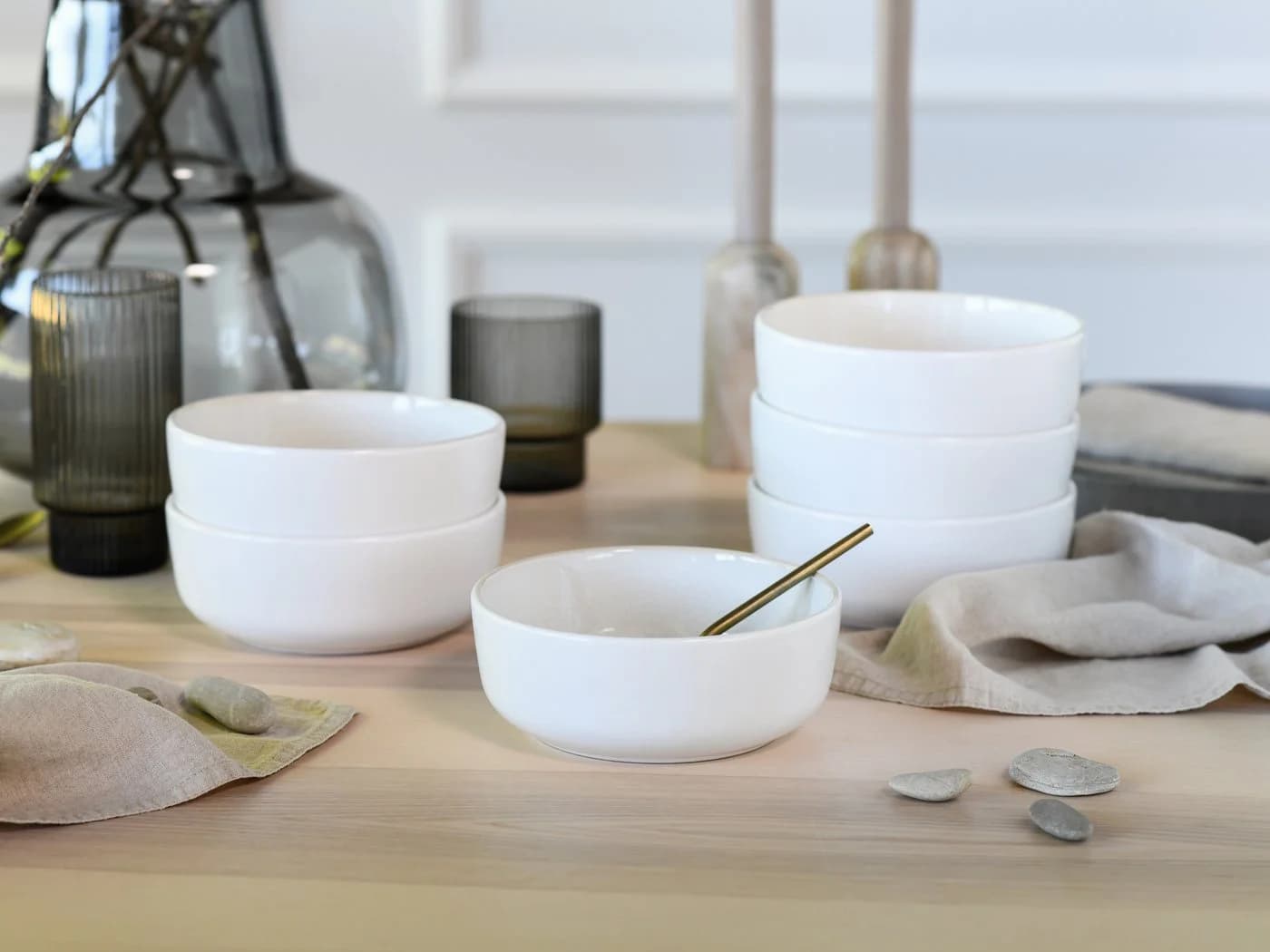 OTTO home Müslischale Set Lykk 6-tlg. Weiß Steinzeug