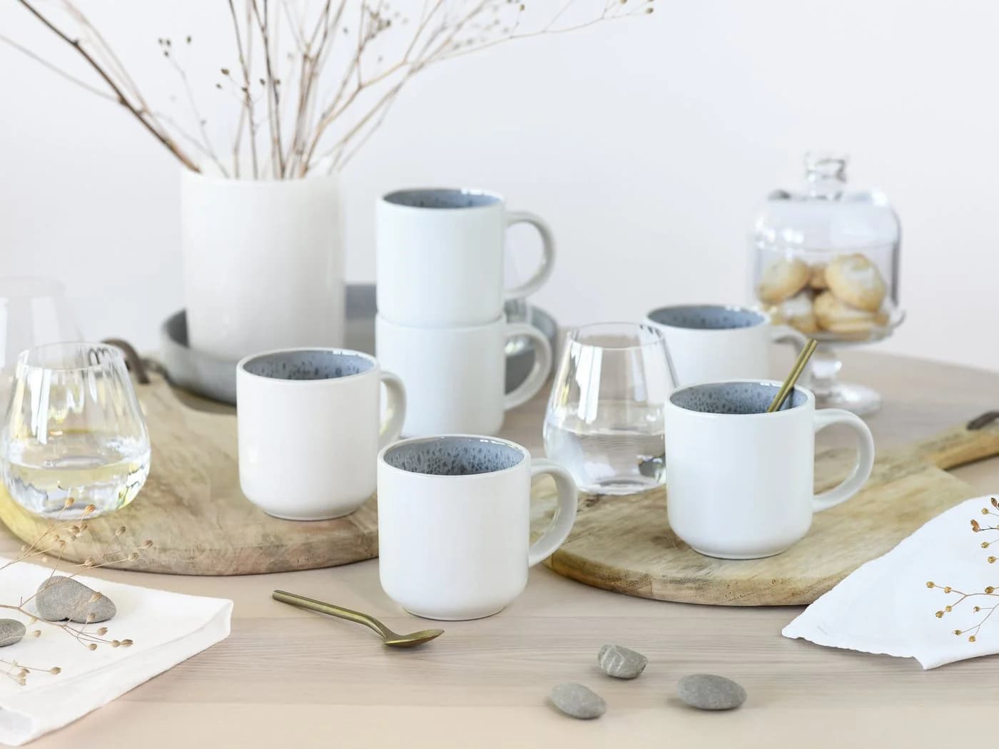 OTTO HOME Kaffeebecher-Set 6-tlg. Steinzeug weiß stone