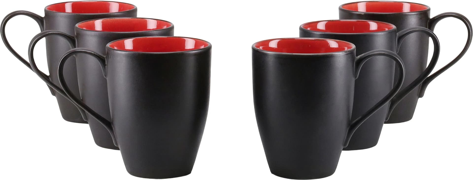 Creatable Becher Set Hot 6-tlg. Steinzeug Rot Schwarz