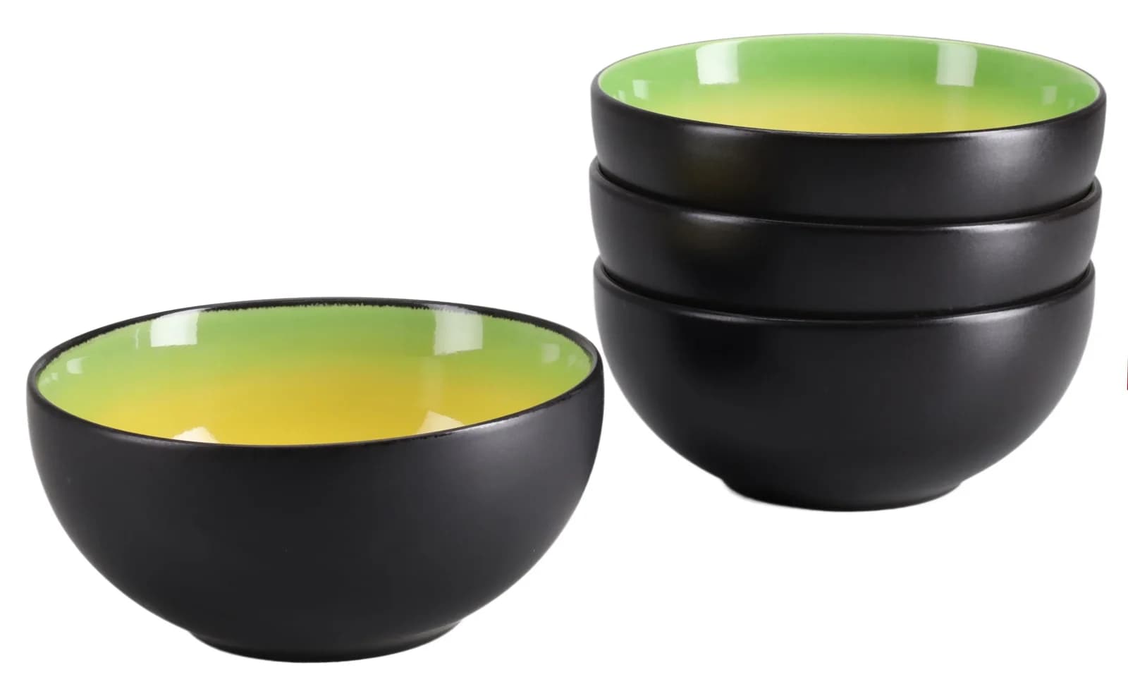 Creatable Buddha Bowl Set 4-tlg. Schwarz Grün Gelb Steinzeug