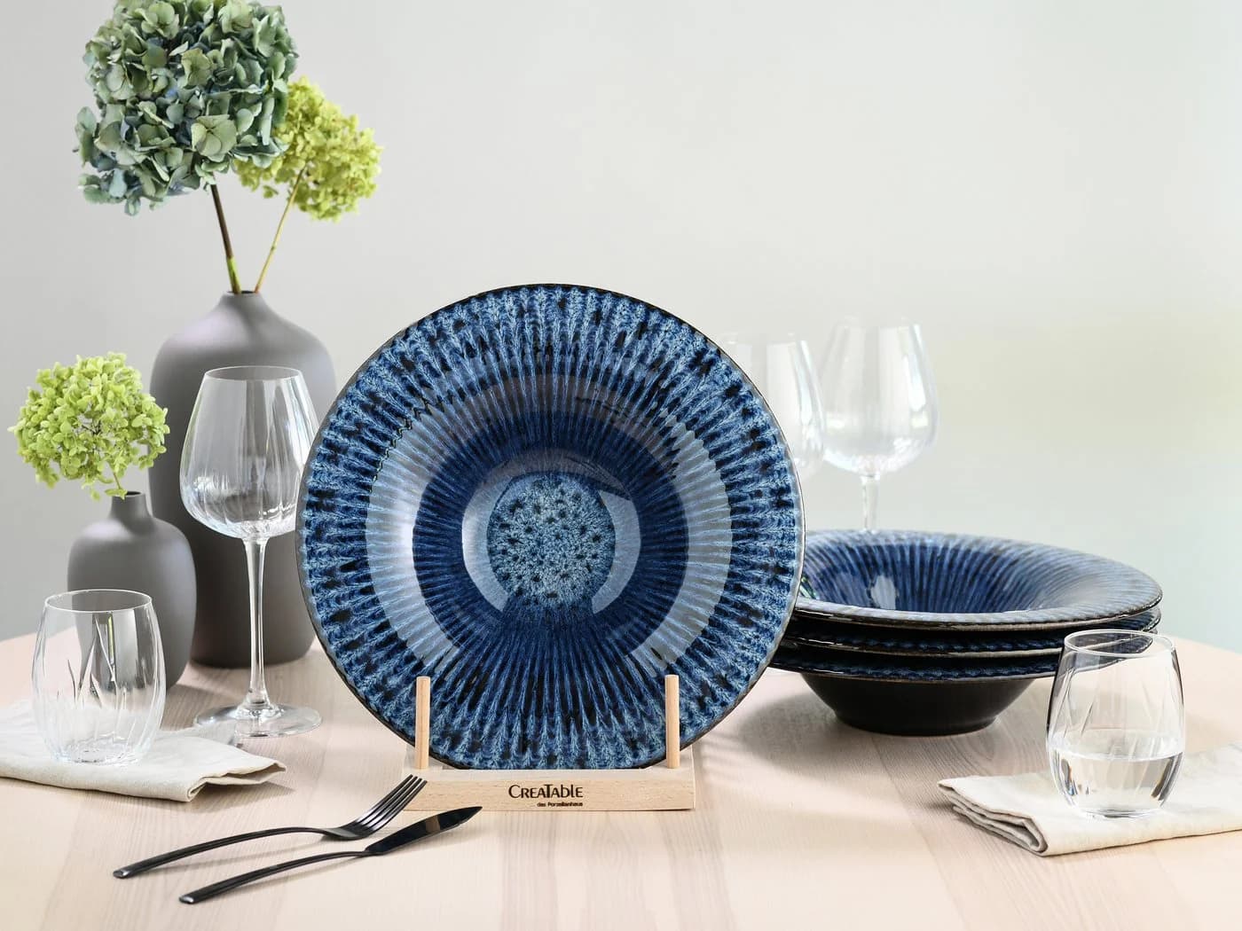 CreaTable Suppenteller Allegra Magic Blue 4er Set Steinzeug