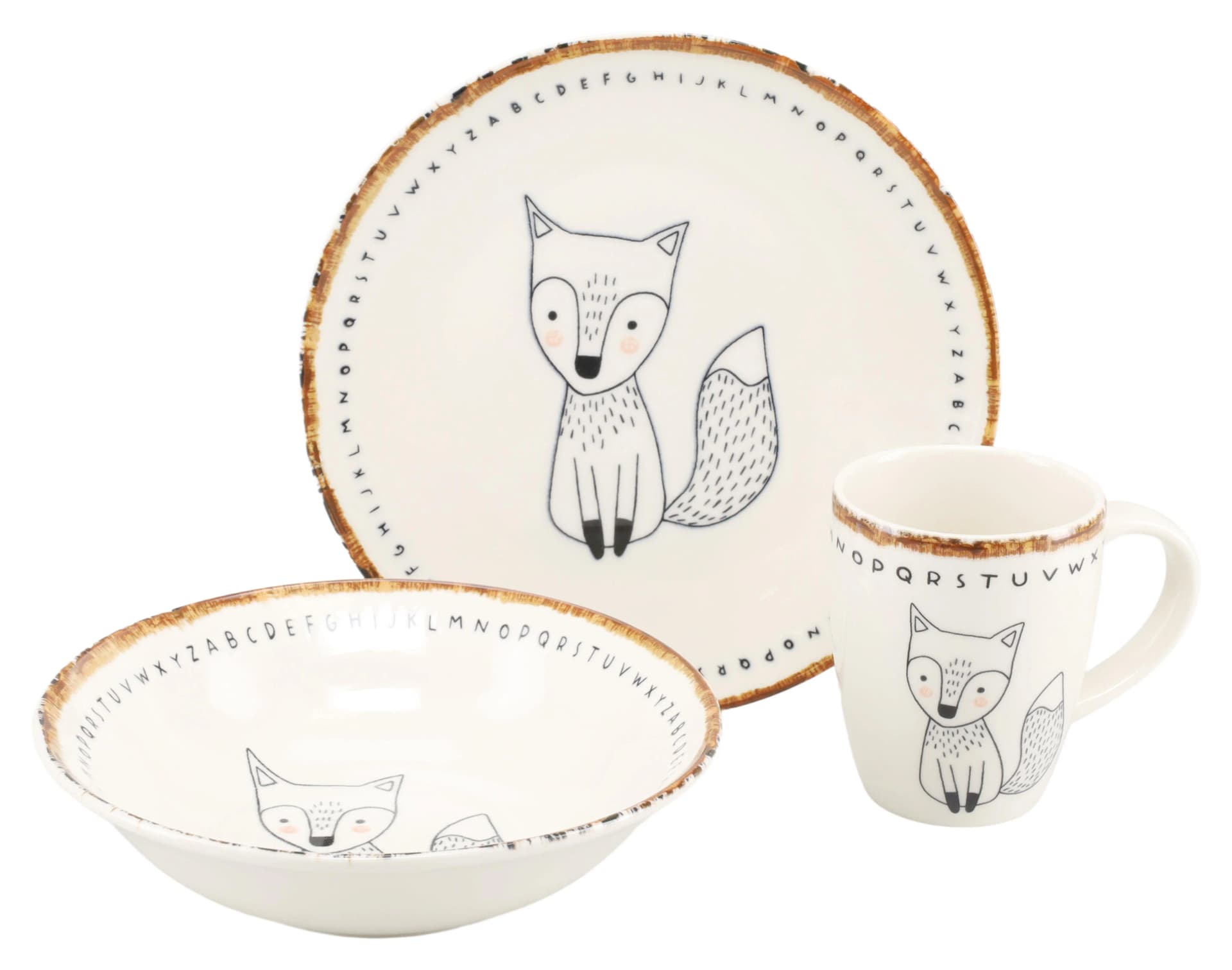 CREATABLE Kindergeschirr-Set 3-tlg. Fuchs Steinzeug Skandinavisch Bunt