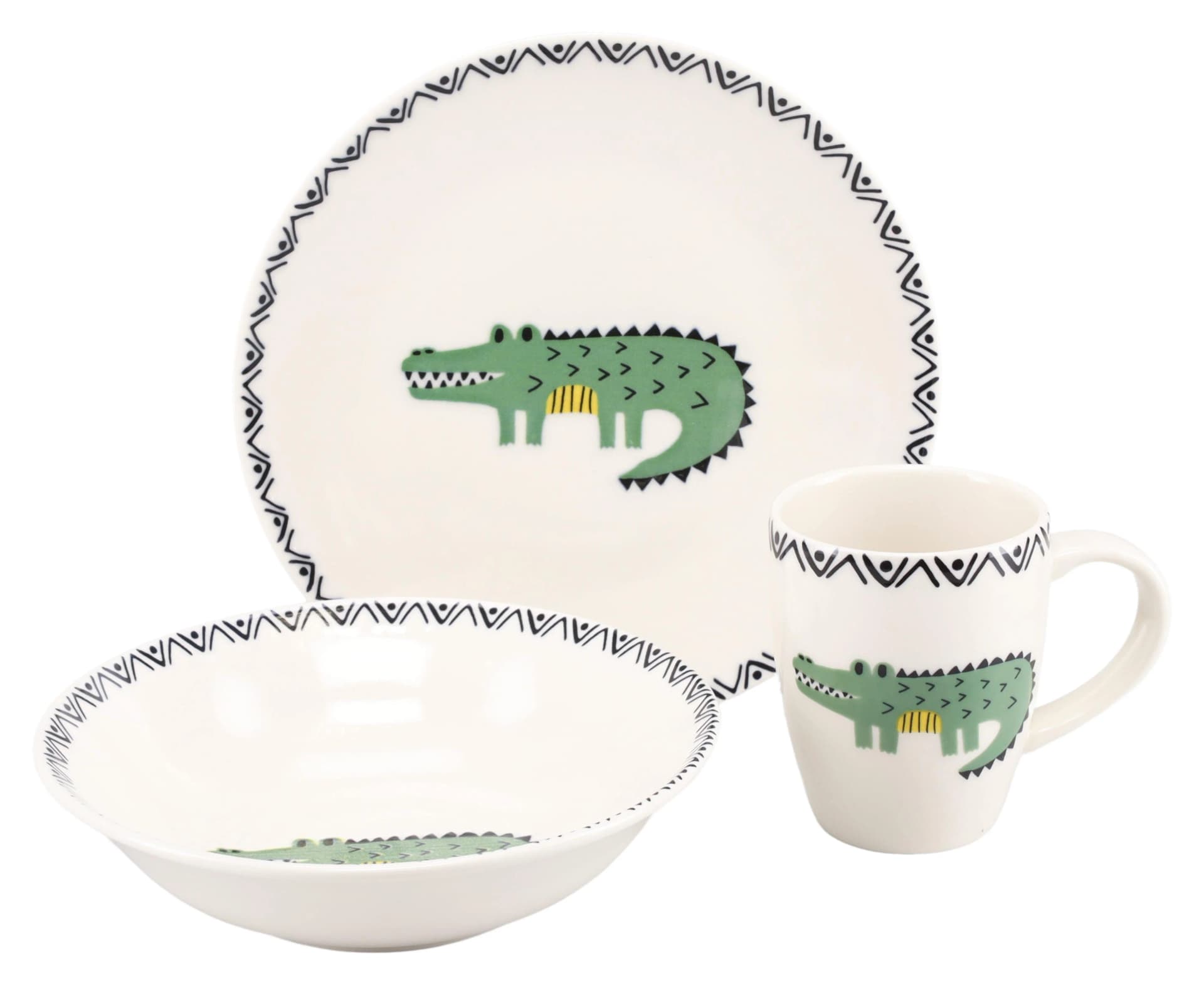 Creatable Kindergeschirr-Set 3-tlg. Safari Krokodil Steinzeug Bunt