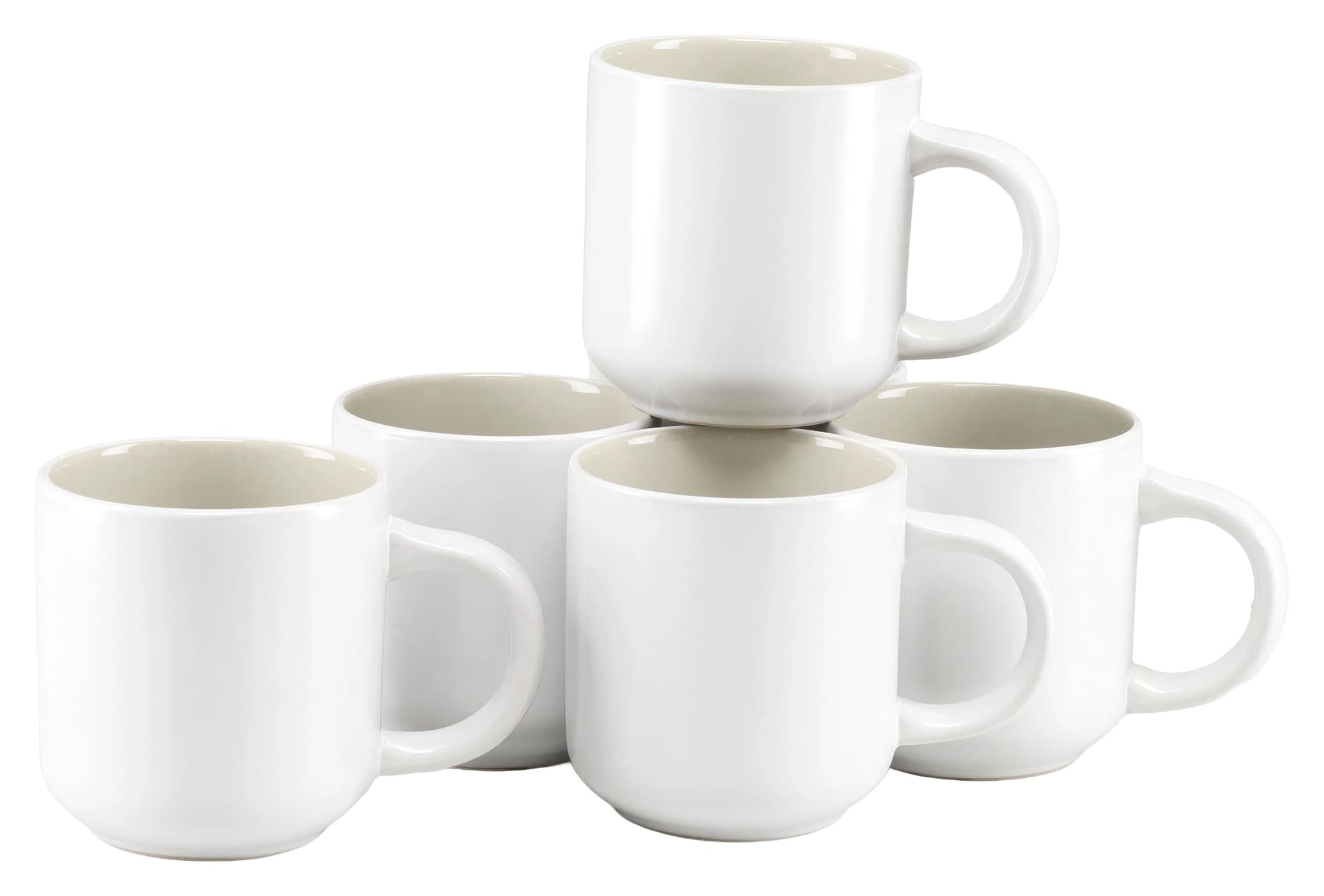 LEGER HOME Kaffeebecher Set 6-tlg. Steinzeug vanilla weiß
