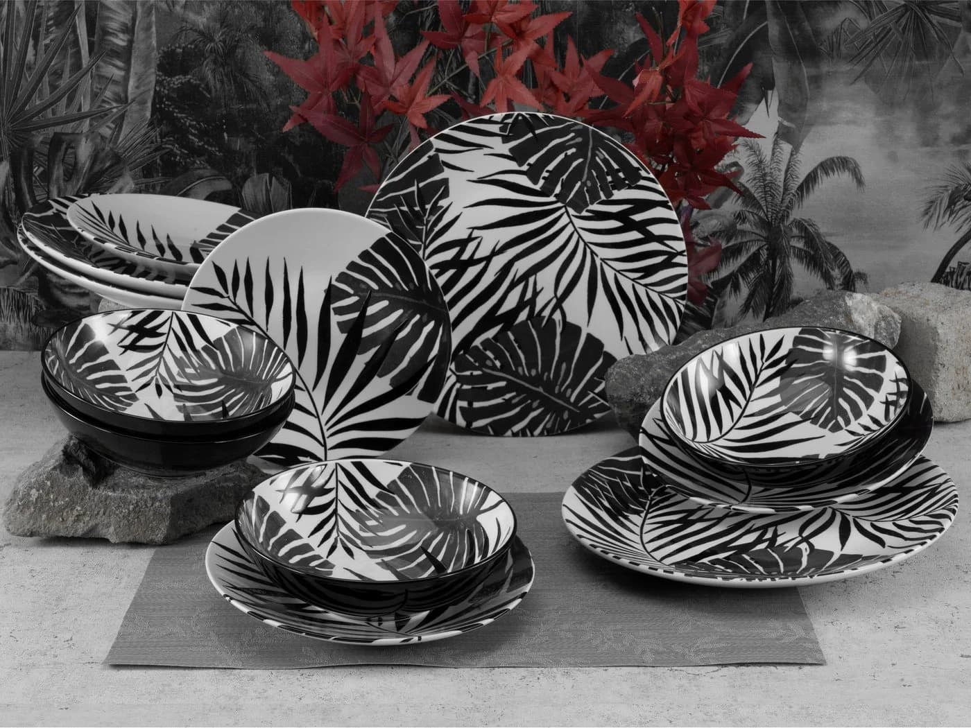 CreaTable Tafelservice Tropicana Black 12-tlg. Steinzeug - Bild 3