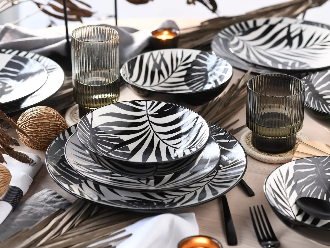 CreaTable Tafelservice Tropicana Black 12-tlg. Steinzeug - Bild 5