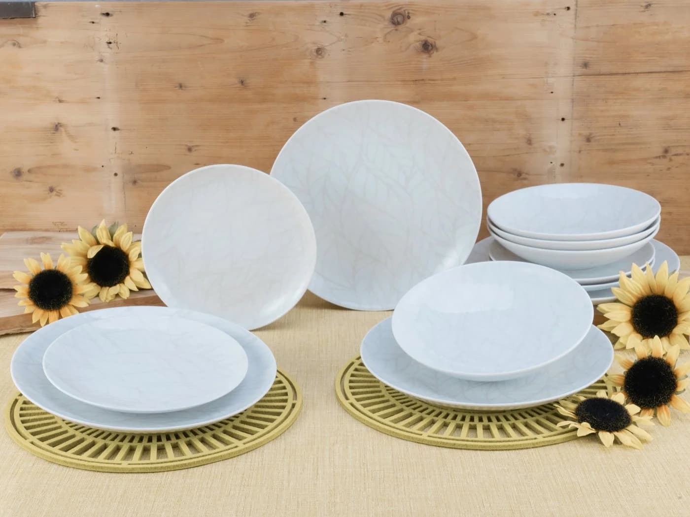 CreaTable Tafelservice Home Blätter 12-teilig Porzellan