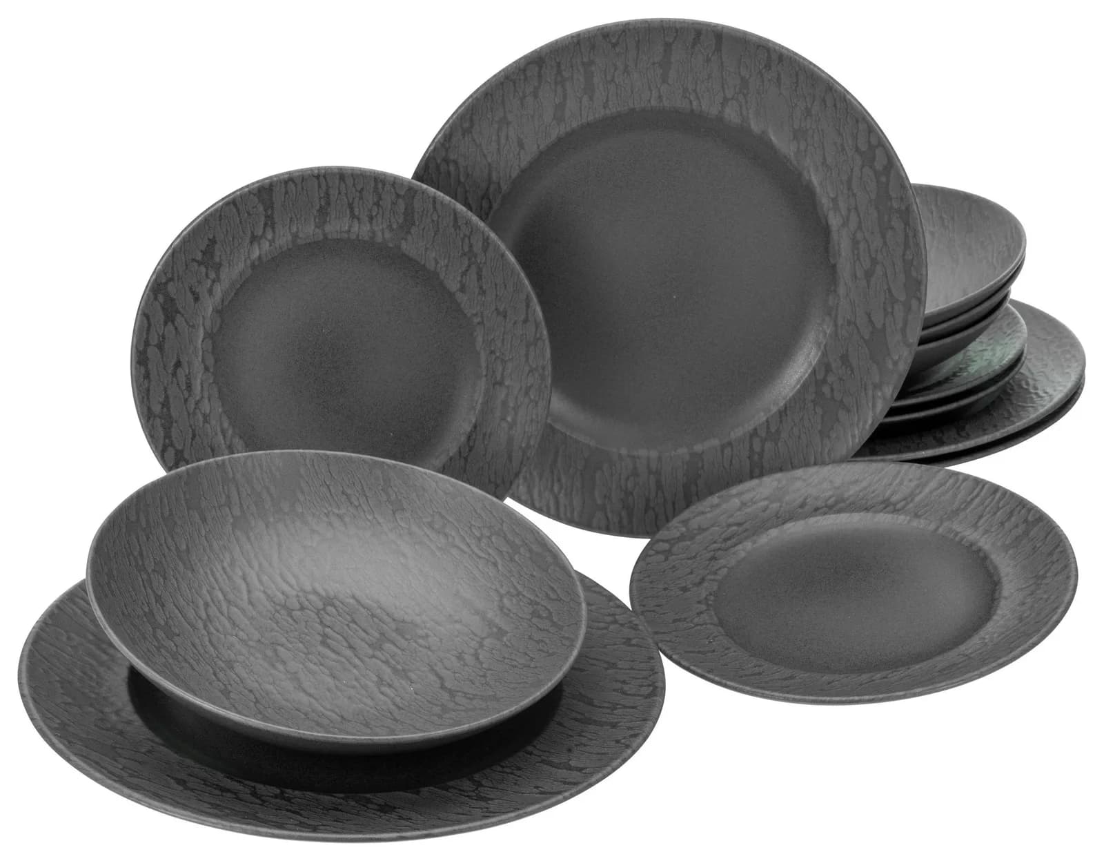 Creatable Tafelservice Rondo Schiefer 12-teilig Schwarz
