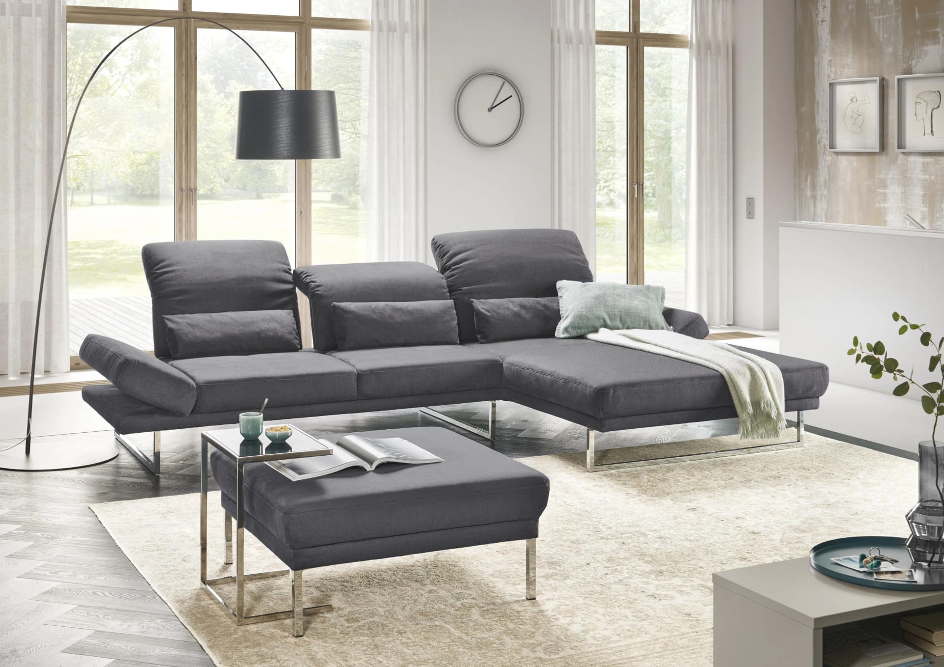 3C Candy Ecksofa Mallow Anthrazit mit Komfortfunktionen