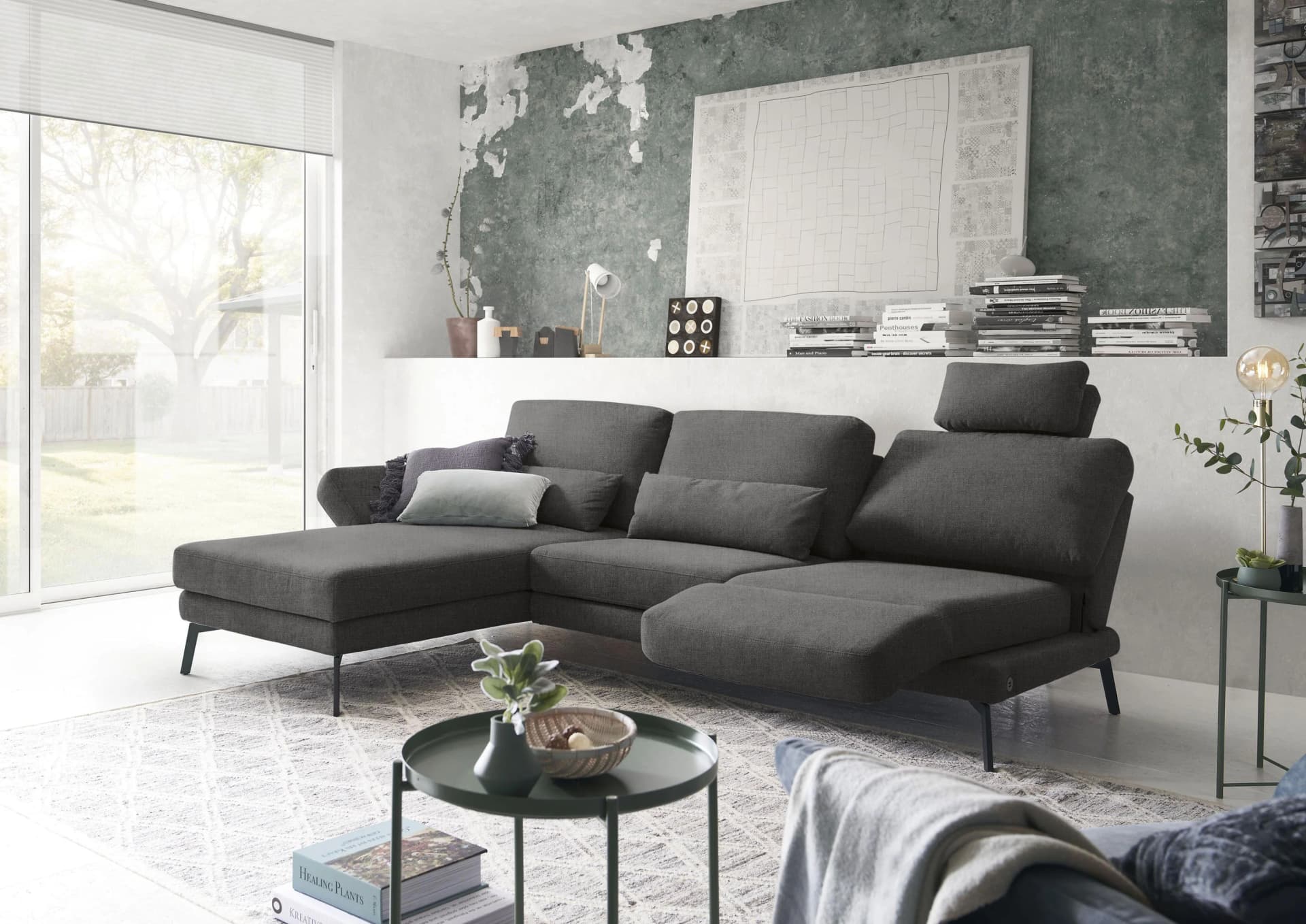 CANDY Kairo Ecksofa L-Form Grau Multifunktional mit Verstellfunktion