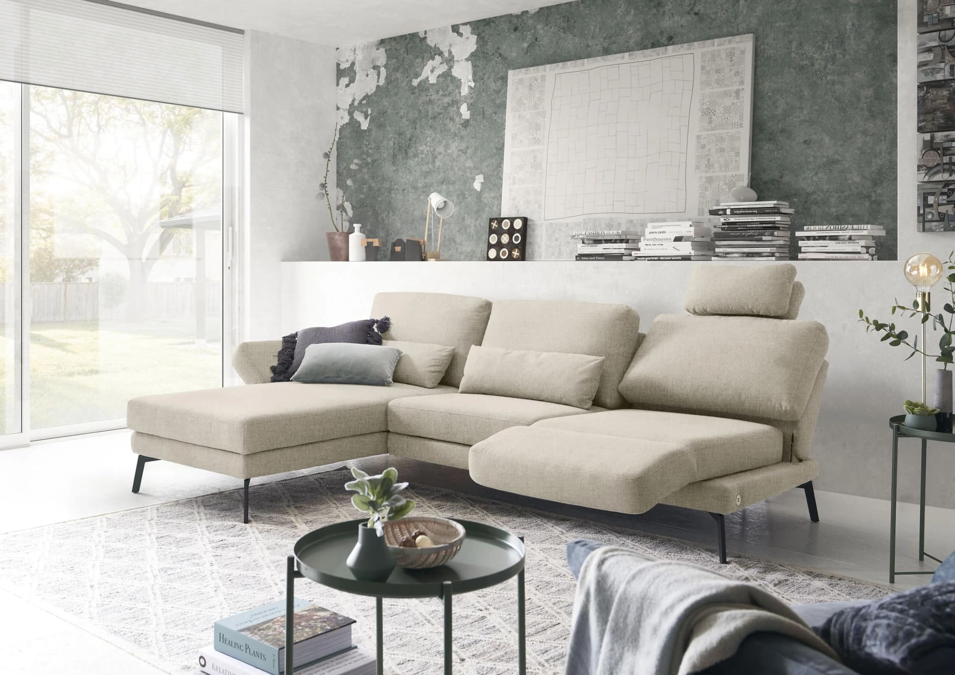 CANDY Kairo Ecksofa L-Form Grau Taupe mit Verstellfunktion