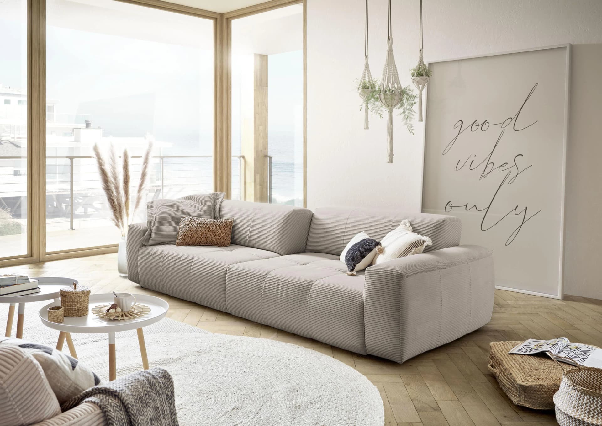 CANDY Yoshy Mega Sofa 3C Grau Taupe mit verstellbarer Rückenlehne
