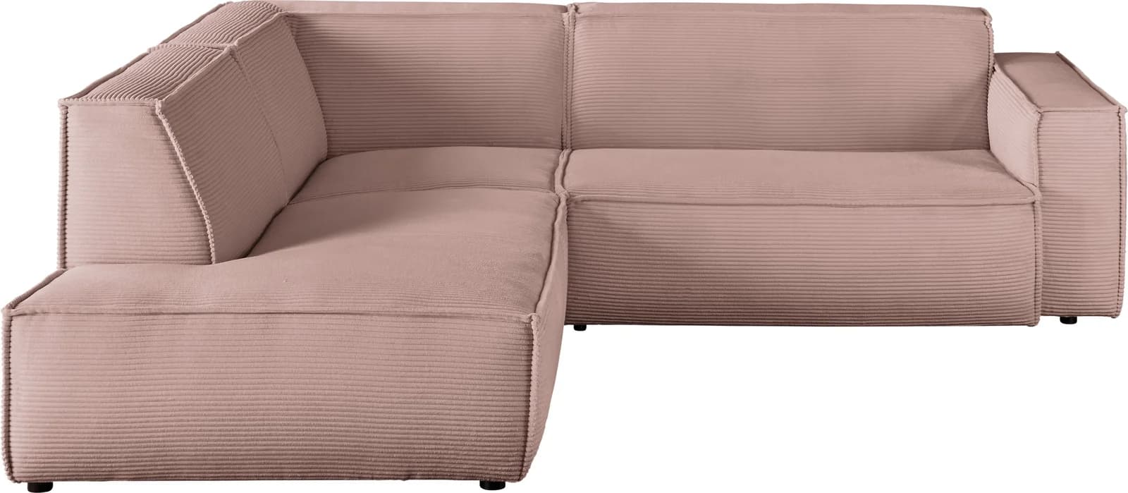Ecksofa 3C CANDY "Matteo" Rosa mit auffälliger Kedernaht
