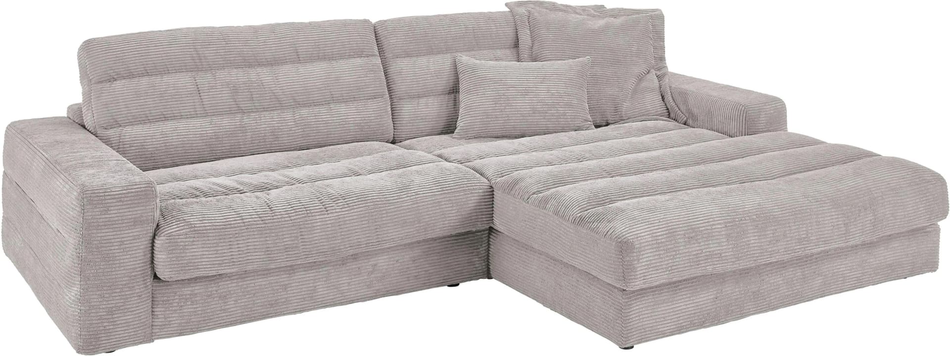 CANDY Ecksofa L-Form Grau Cord mit Recamiere