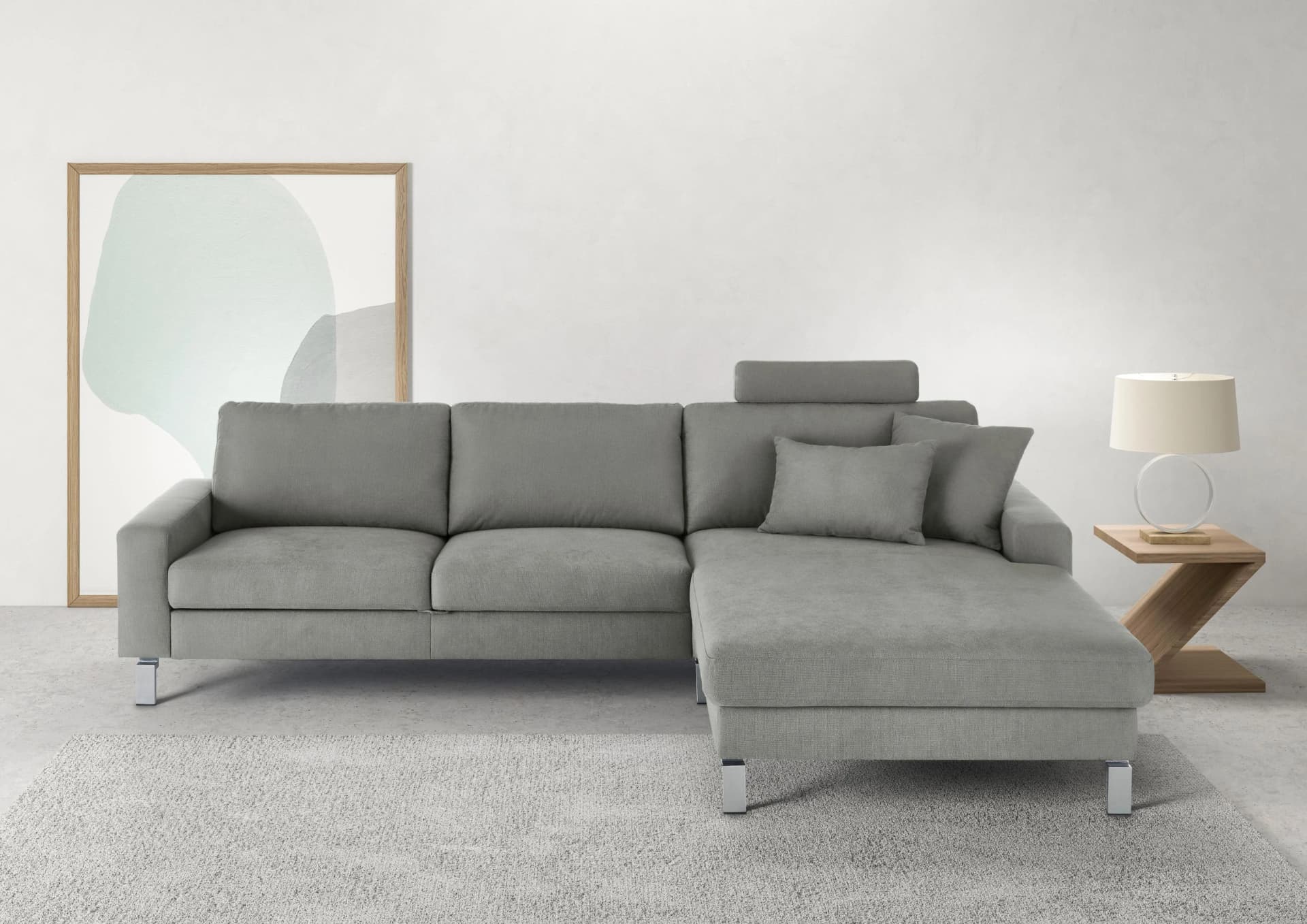 CANDY Ecksofa Lecce Grau 3C mit Schlaffunktion und Tonnentaschenfederkern