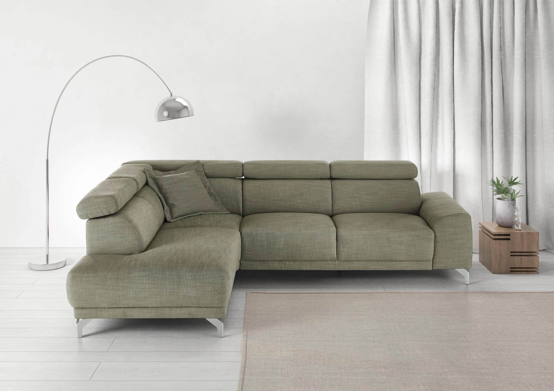 CANDY Ecksofa Greve 3-Sitzer L-Form Leder Anthrazit