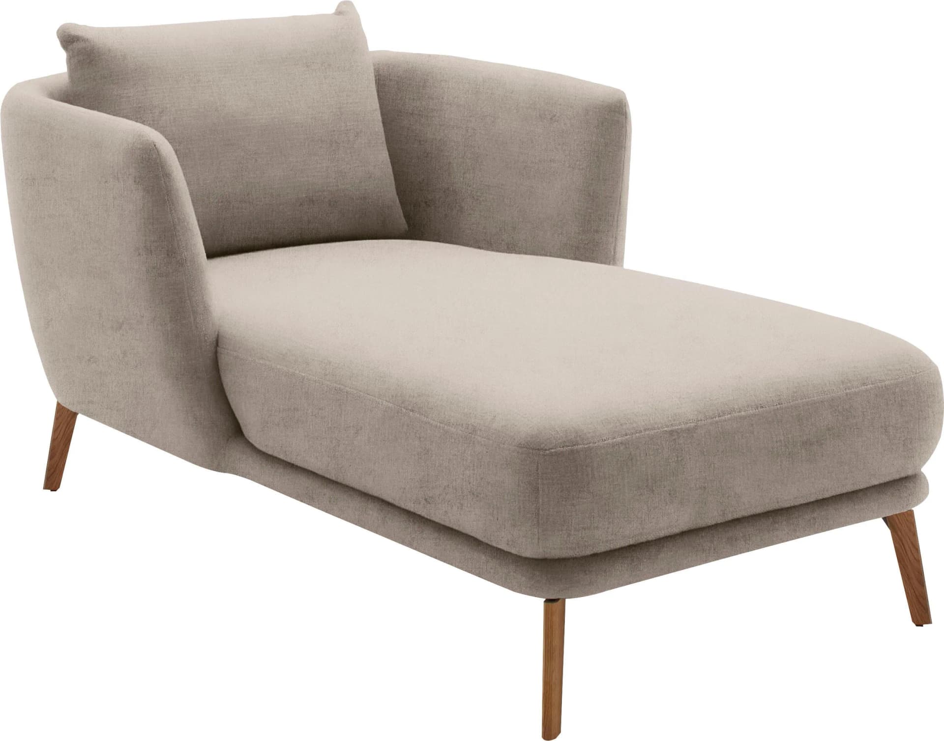 Schöner Wohnen Chaiselongue Pearl Beige Samt Massivholz