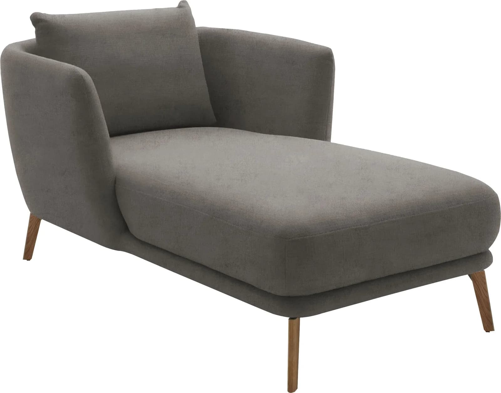Schöner Wohnen Chaiselongue Pearl Grau Samt Massivholz