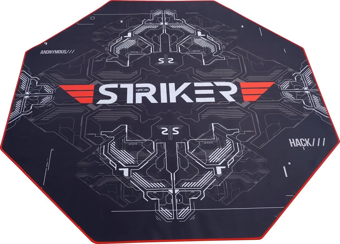 Hyrican Bodenschutzmatte 8-Eckig Gaming Stuhlunterlage Rot/Schwarz