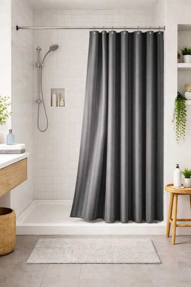 Clever-Kauf-24 Duschvorhang Textil Grau 180x200cm