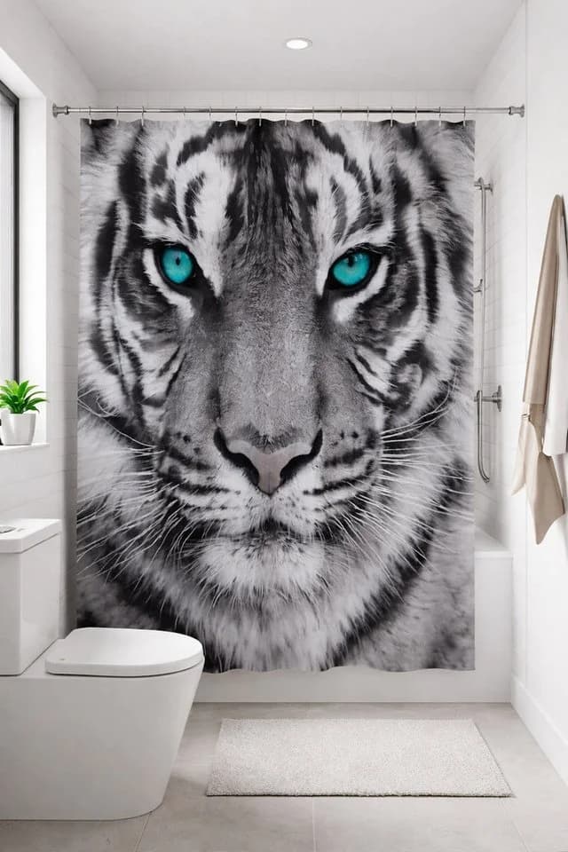 Clever-Kauf-24 Duschvorhang Tiger Schwarz-Weiß - Bild 3