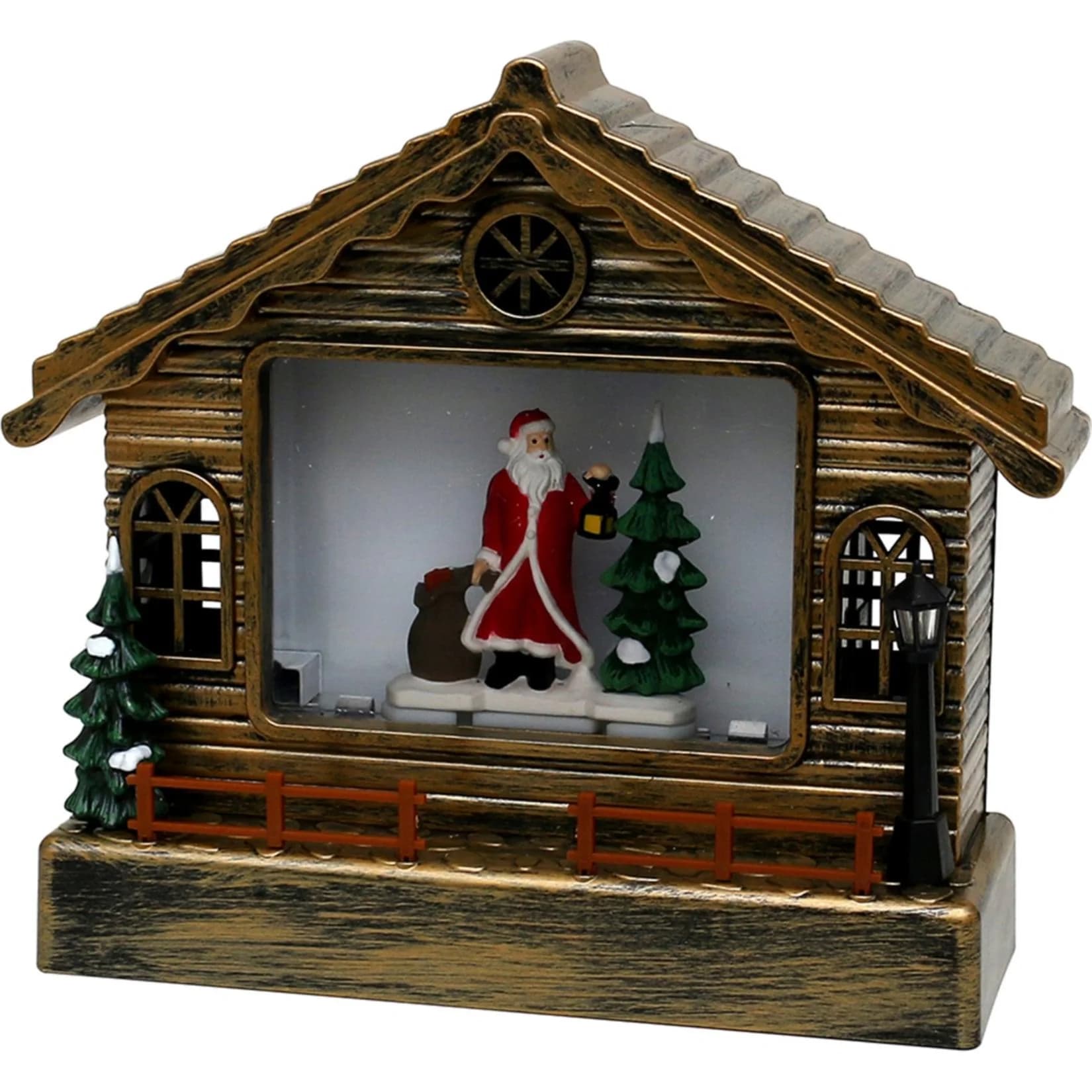 SIGRO LED Haus mit Santa Claus - Leuchtend mit Glitterwirbel und Sound