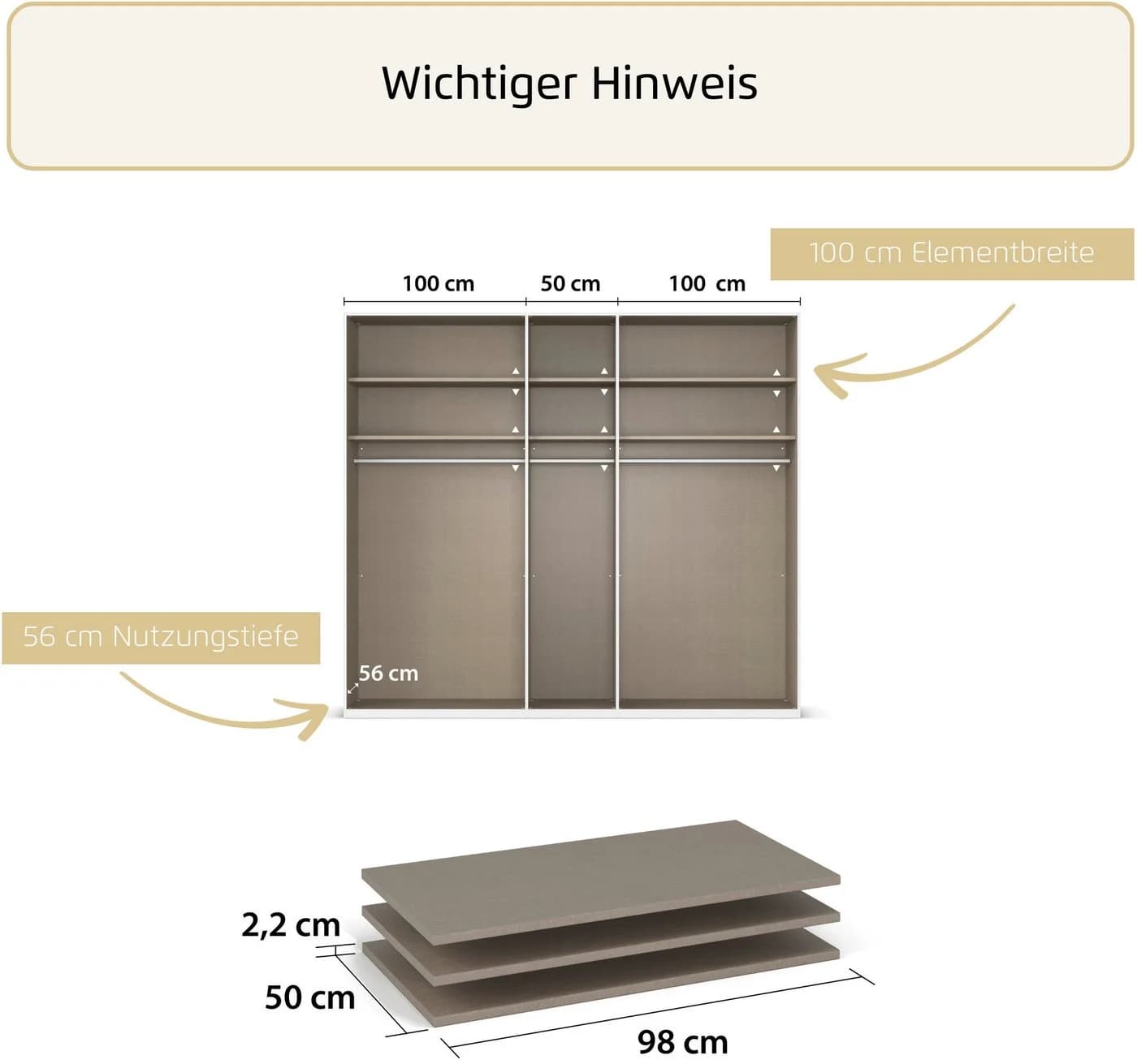 Rauch Einlegeboden für Drehtürenschränke Beige Leinenoptik - Bild 3
