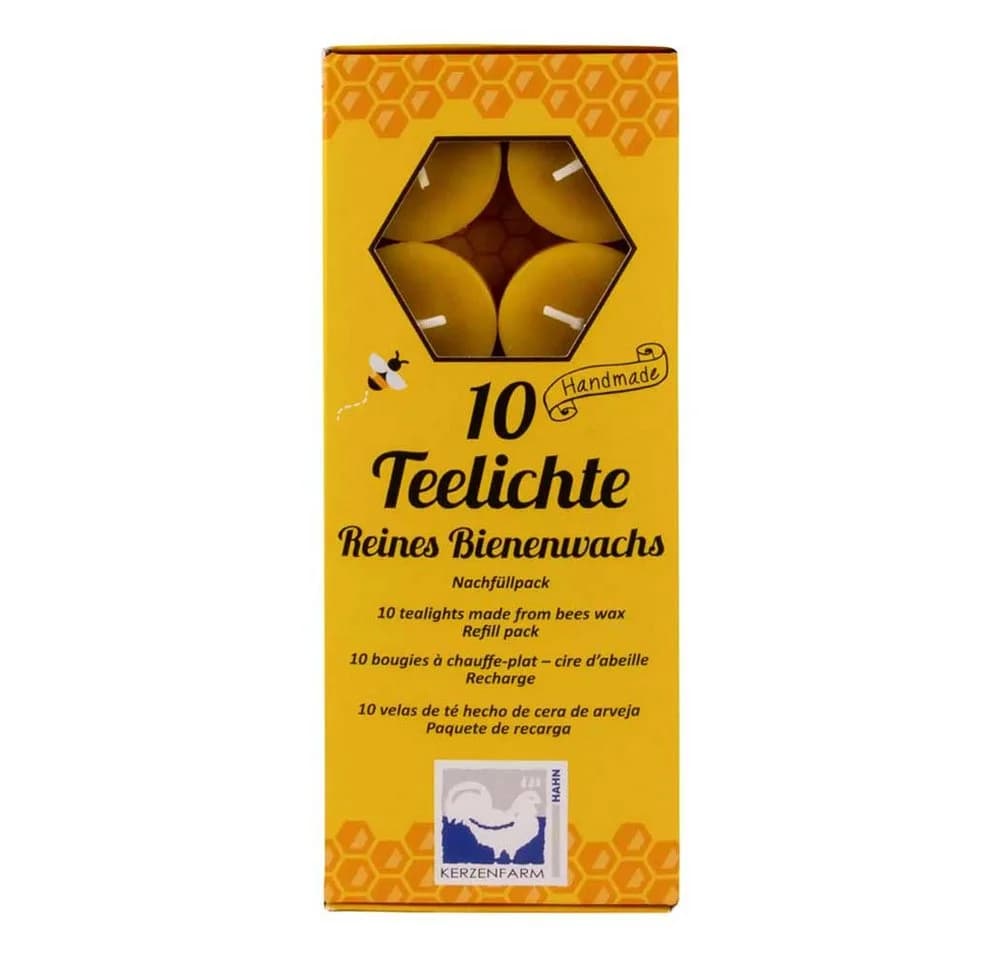 Kerzenfarm Hahn Formkerze Bienenwachs - Teelichte Nachfüllpack 10er Set