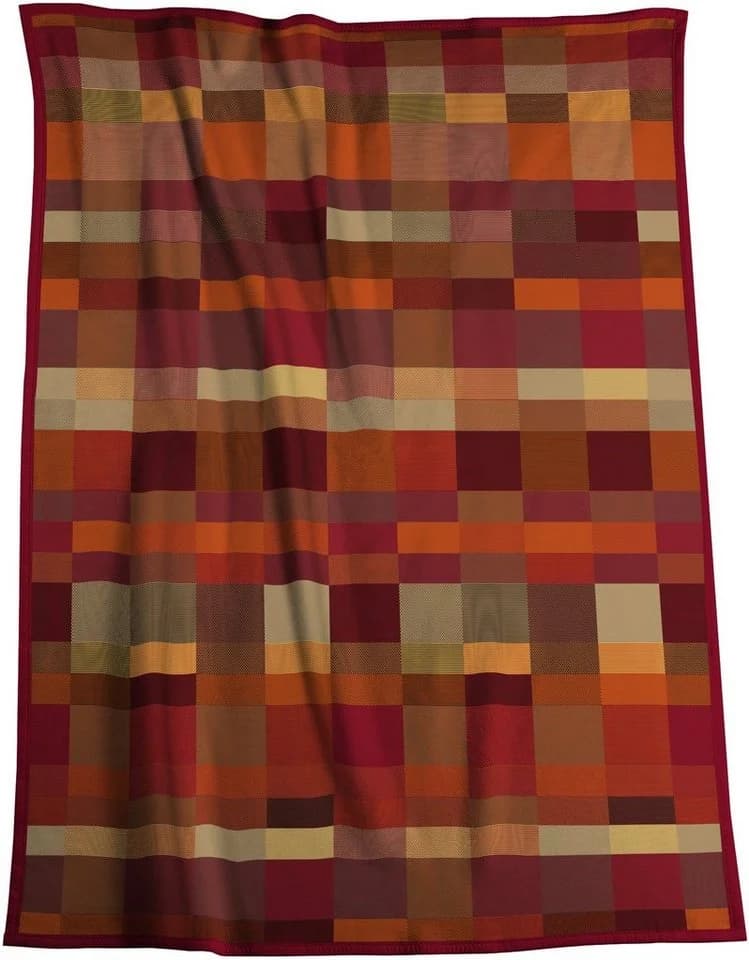 Biederlack Wohndecke Color Squares Terra Orange-Rot Kariert