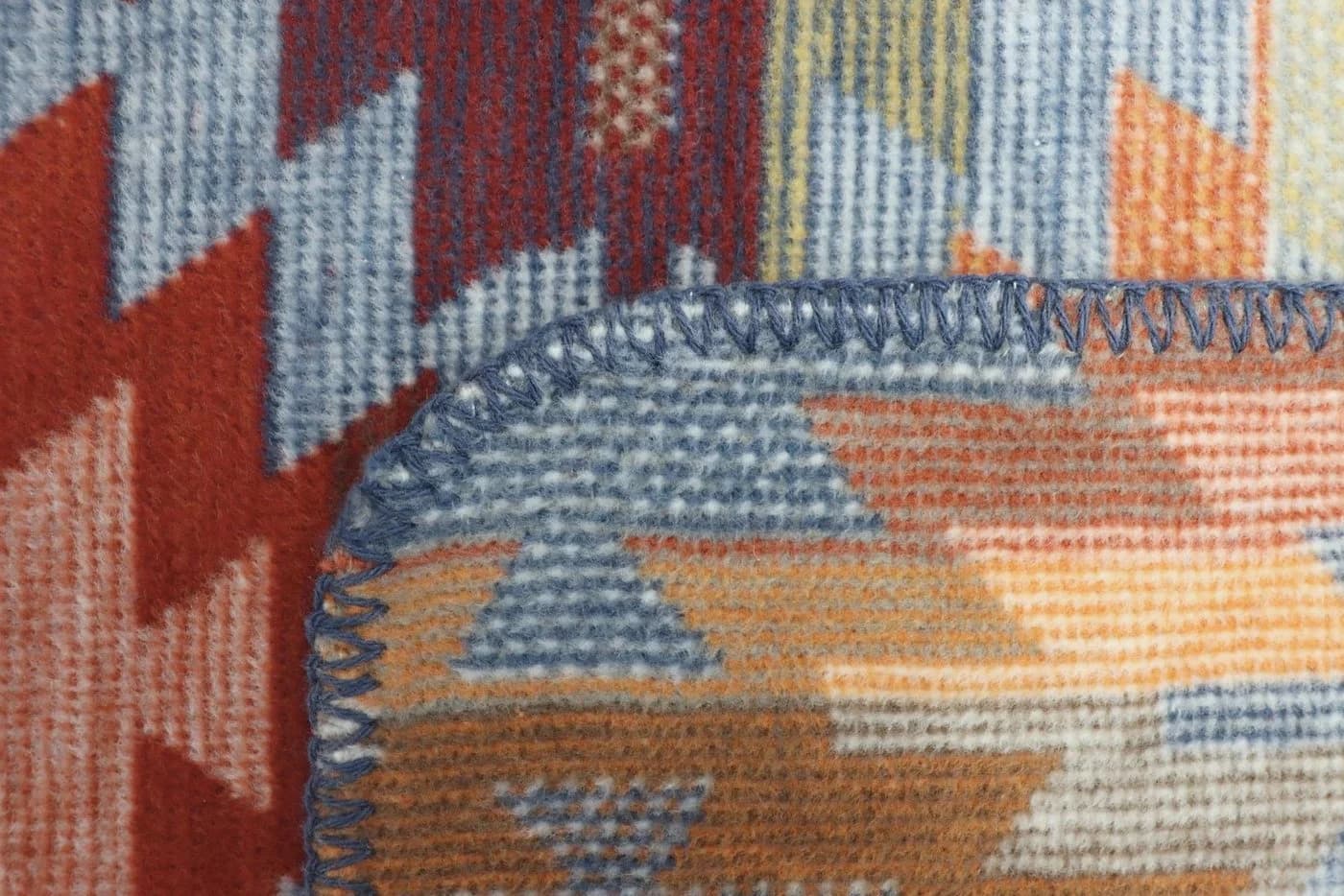 Biederlack Wohndecke Navajo Ethno-Rauten Blau-Rot-Orange - Bild 5