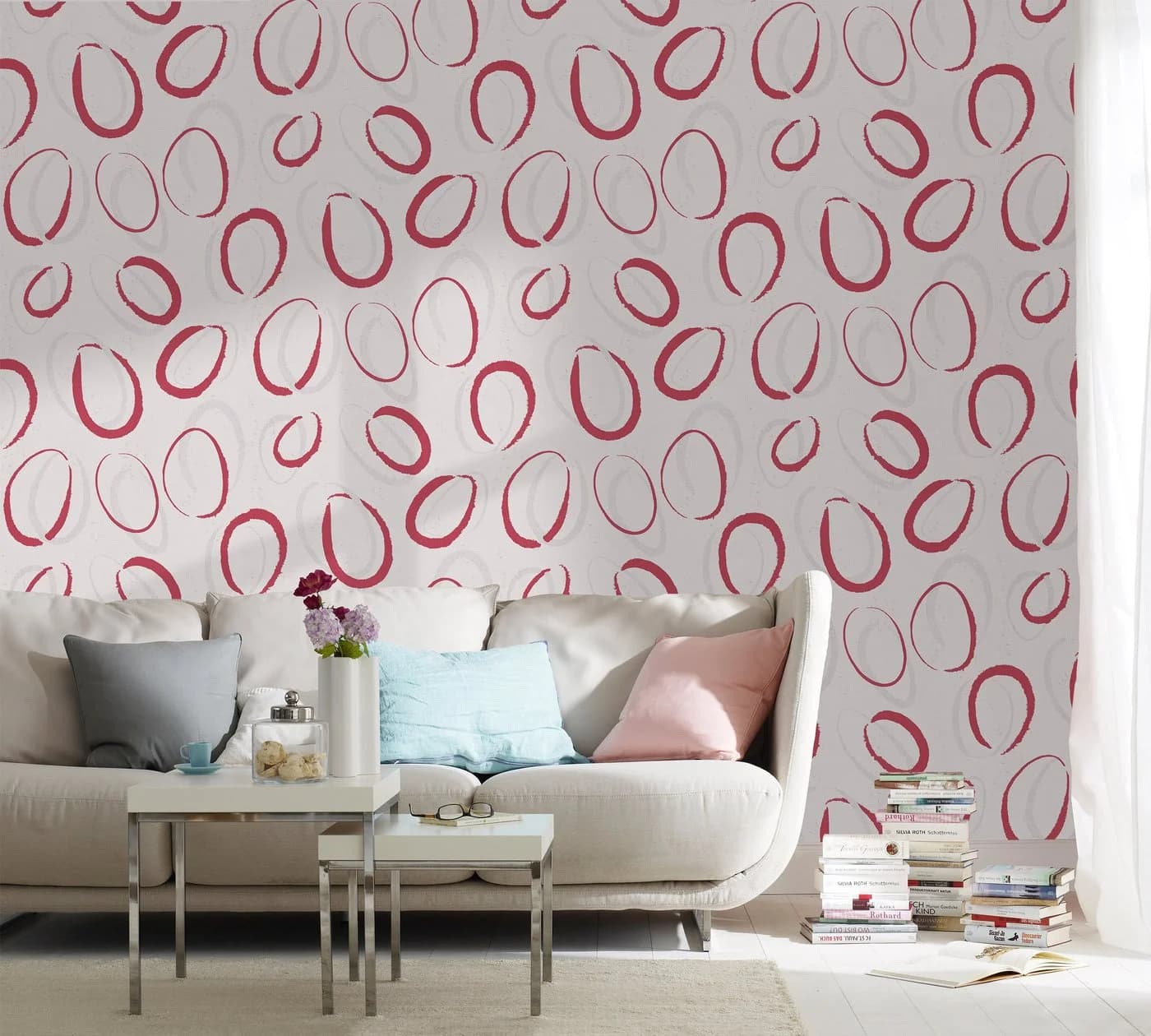 Vliestapete Grafisch Weiß Rot 53x1005 cm