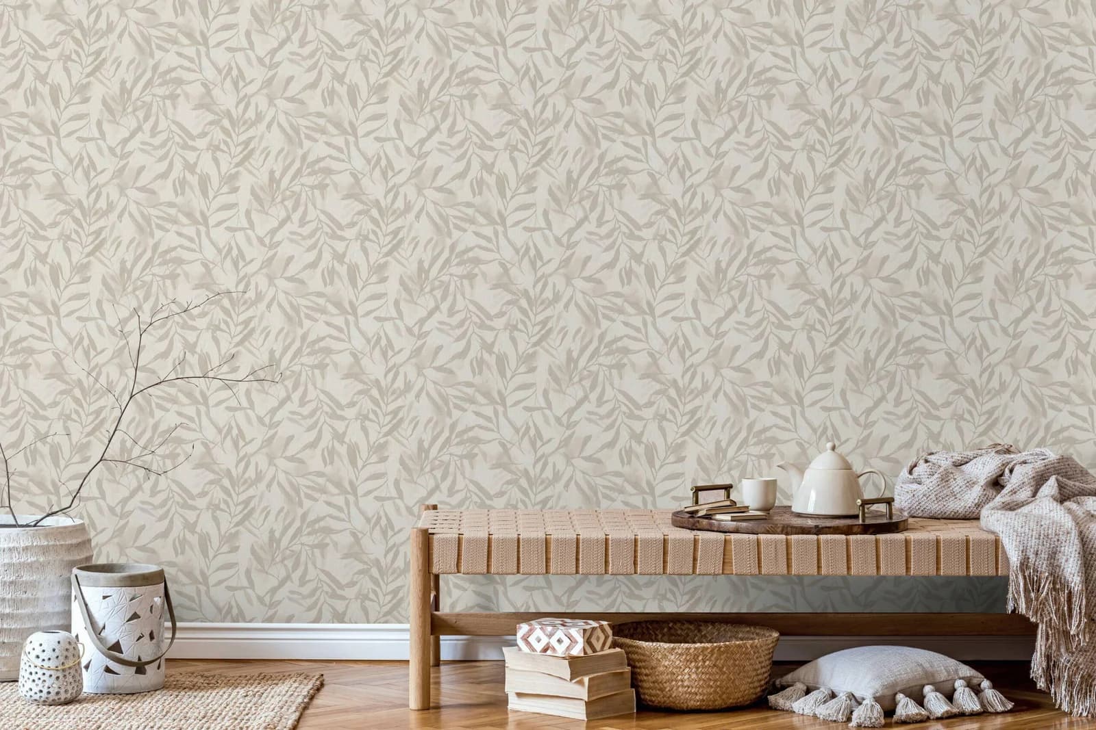 Marburg Vliestapete Leaf Luxe Beige Blattmotiv