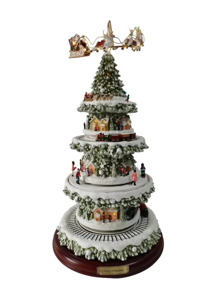 Musicboxworld Spieluhr Tannenbaum mit 4 Szenen und Beleuchtung