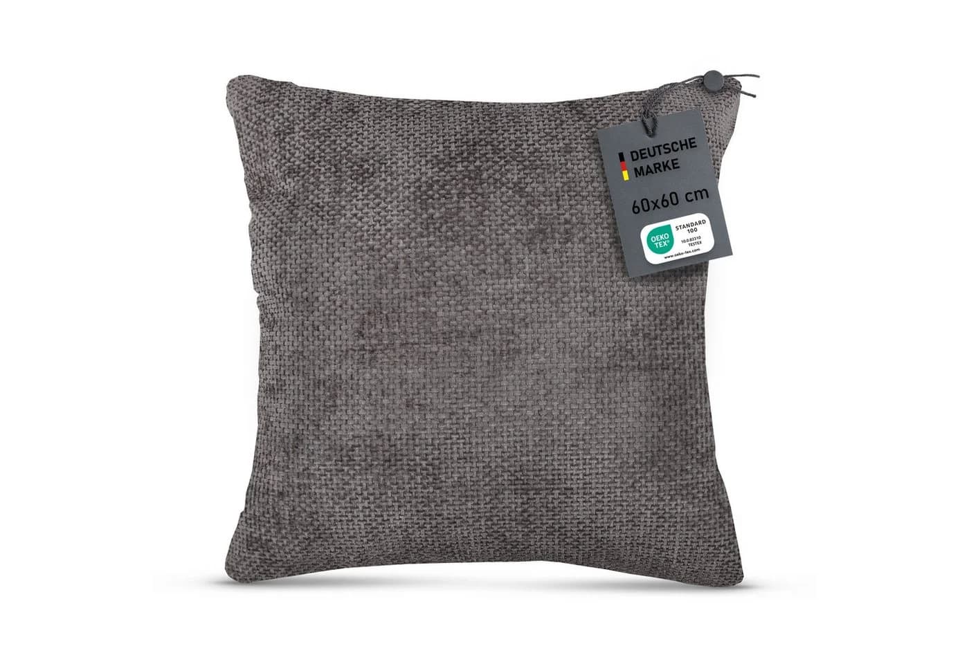 Bestlivings Kissenhülle Chenille 60x60cm Silber Verdeckter Reißverschluss