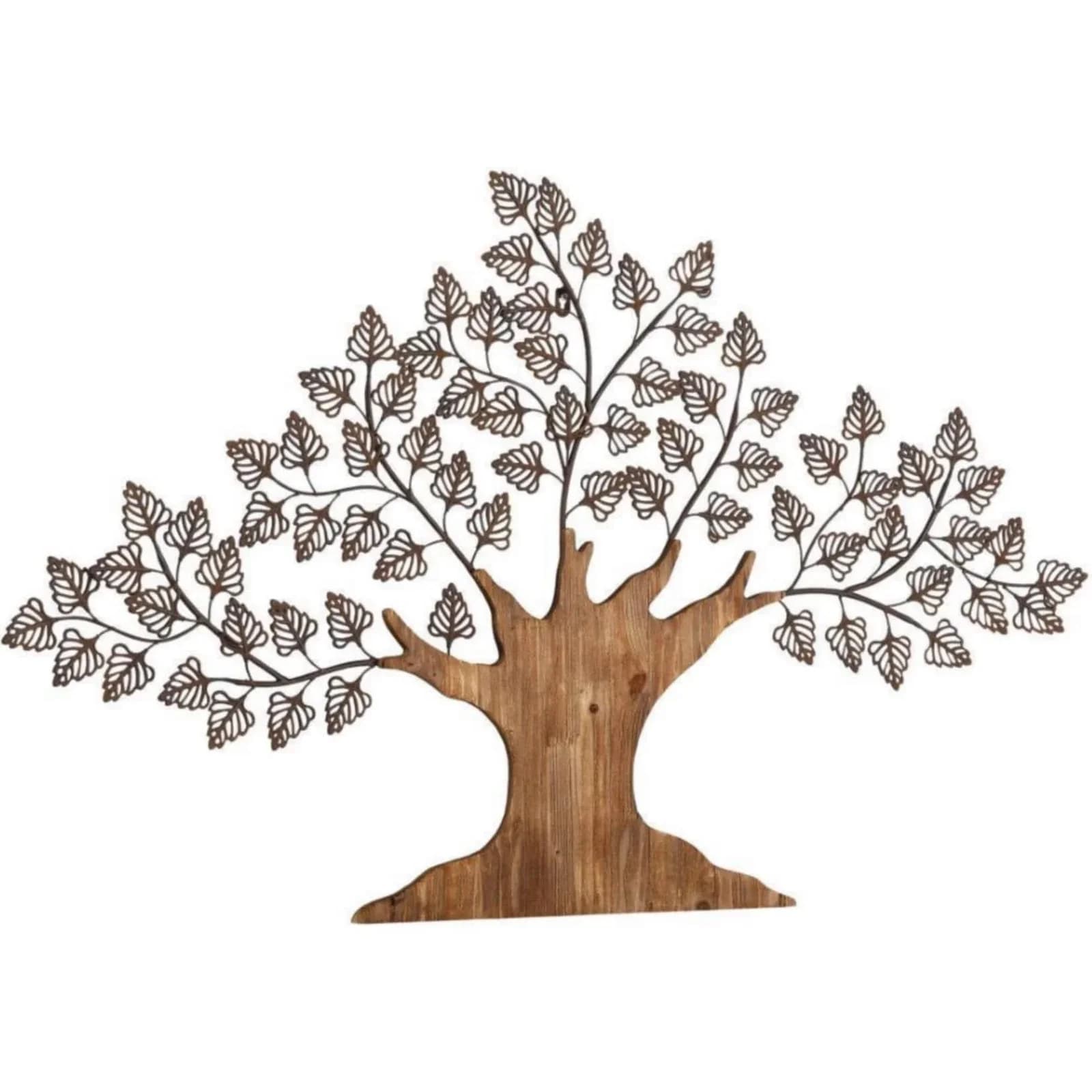 HOFMANN Wanddeko Baum Braun Massivholz Metall