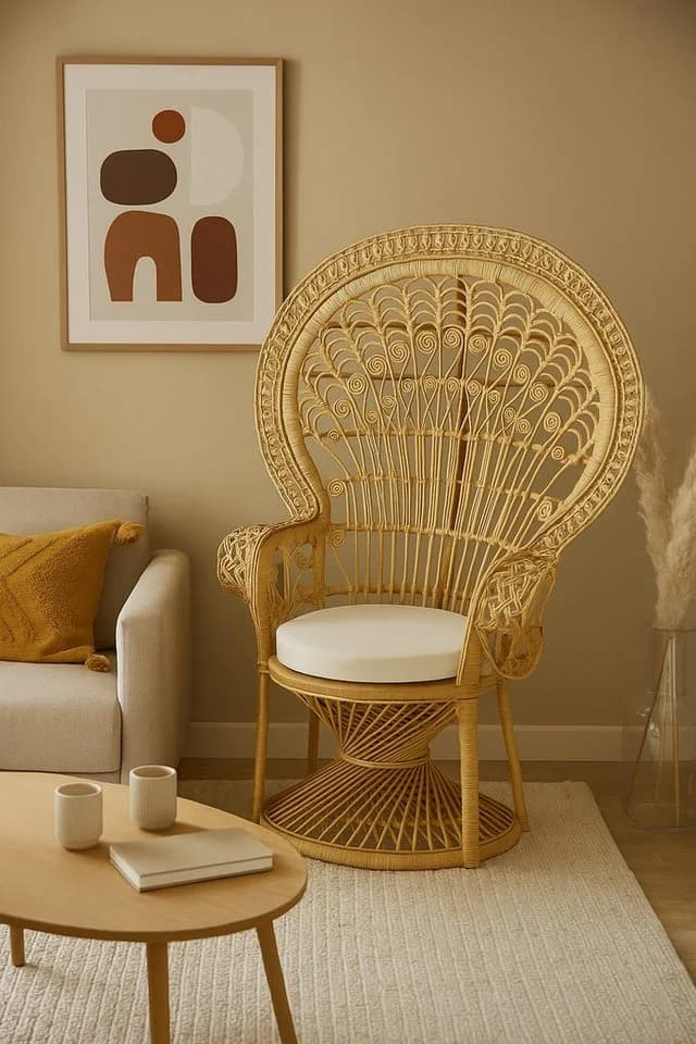 Rattanstuhl Beige mit Kissenauflage HOFMANN LIVING AND MORE - Bild 3