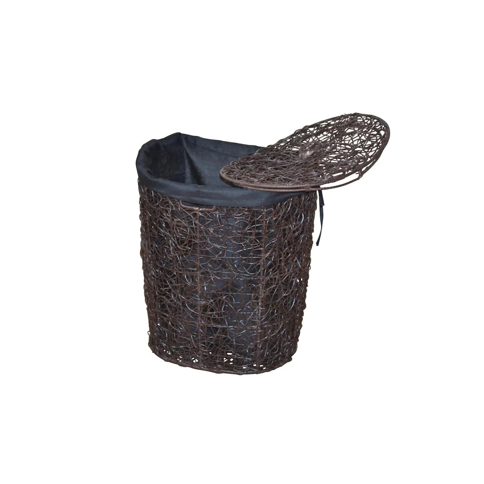 MY HOME Wäschekorb Braun Rattan mit Deckel und Stoffeinsatz
