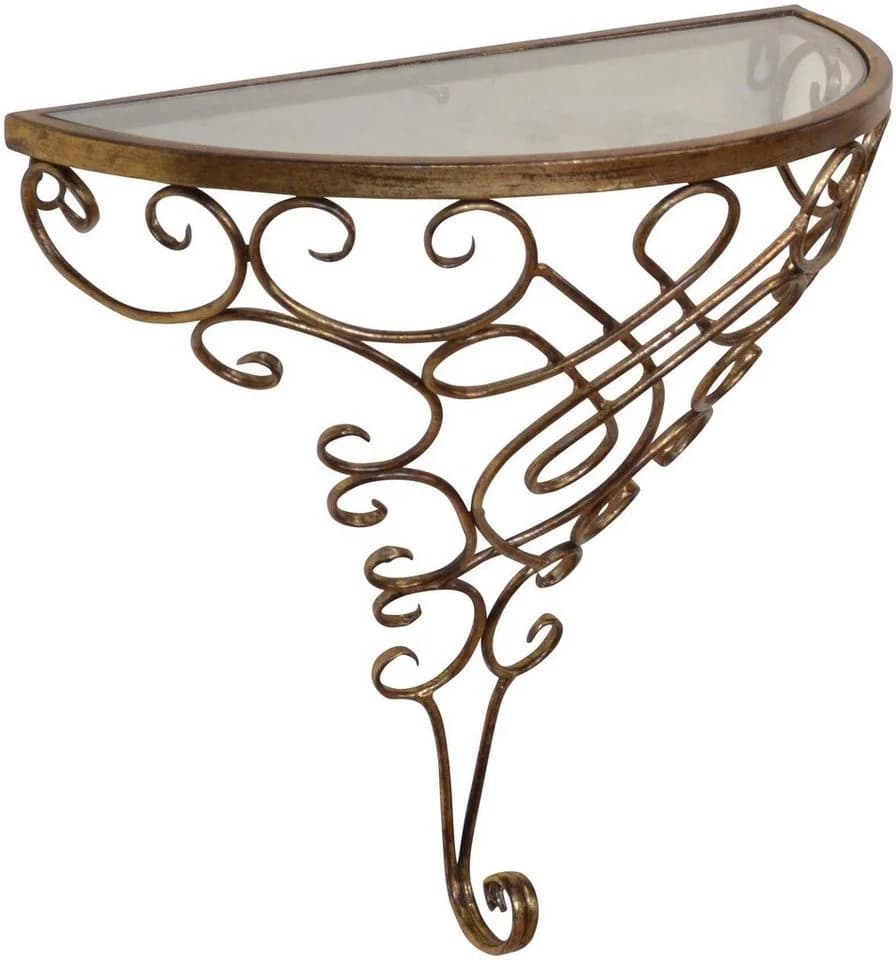 HOFMANN LIVING AND MORE Wandregaltisch Gold Antik Glas Metall - Bild 3