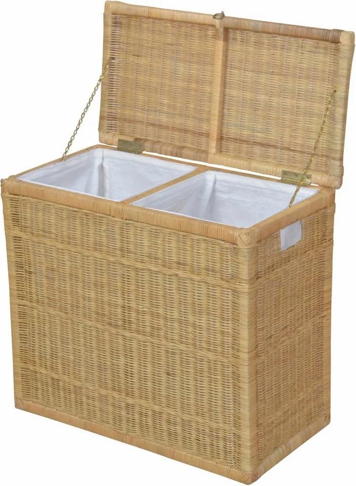 MY HOME Wäschetruhe Duo mit 2 Kammern Rattan Beige