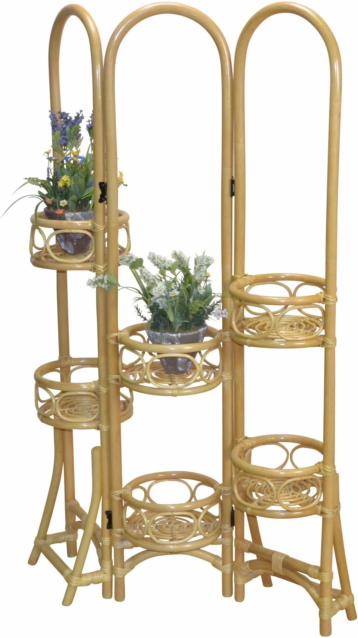 Paravent HOME AFFAIRE Beige Rattan mit Blumenhalterung - Bild 2