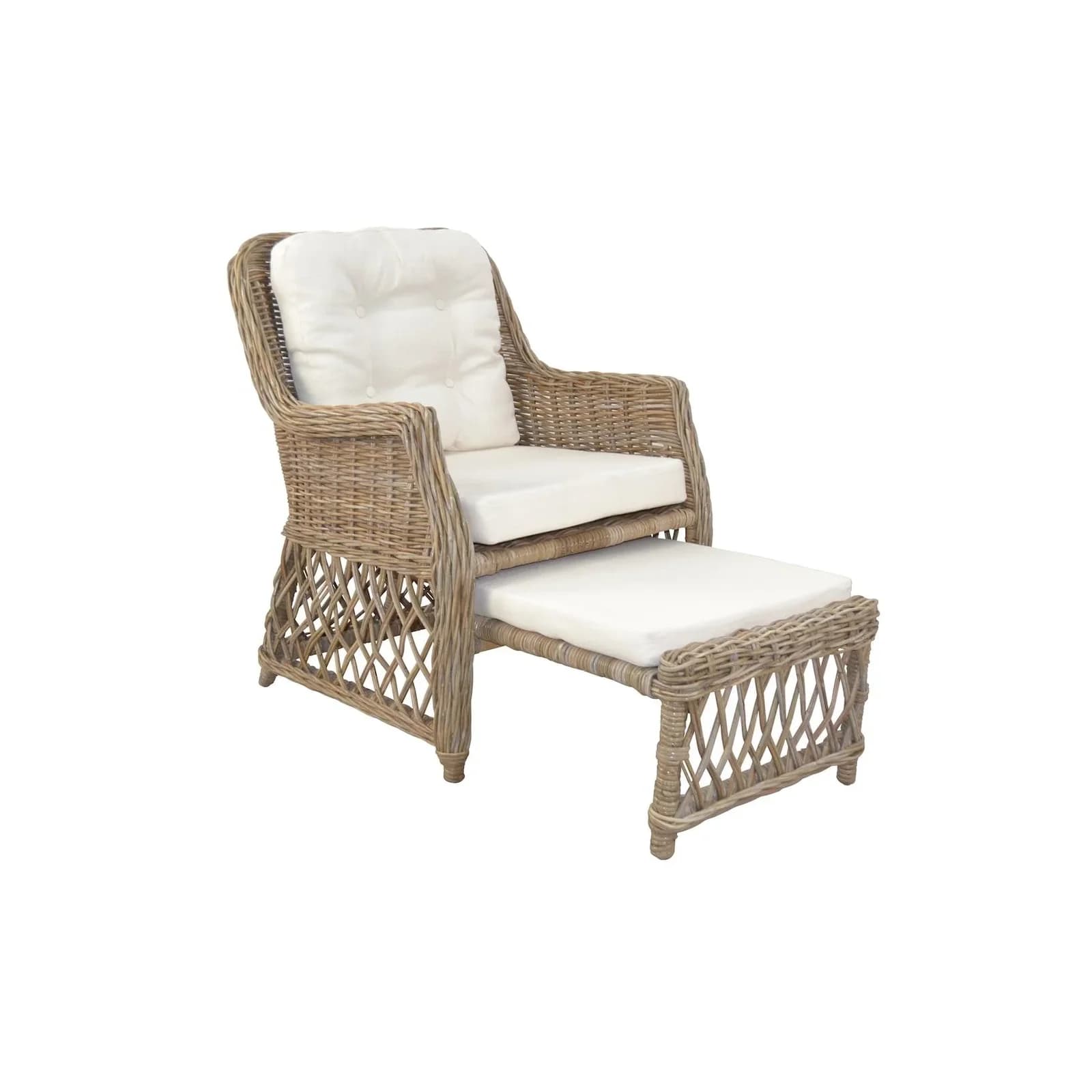 Rattanstuhl HOME AFFAIRE Grau Rattan Handarbeit