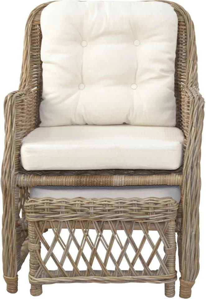 Rattanstuhl HOME AFFAIRE Grau Rattan Handarbeit - Bild 2