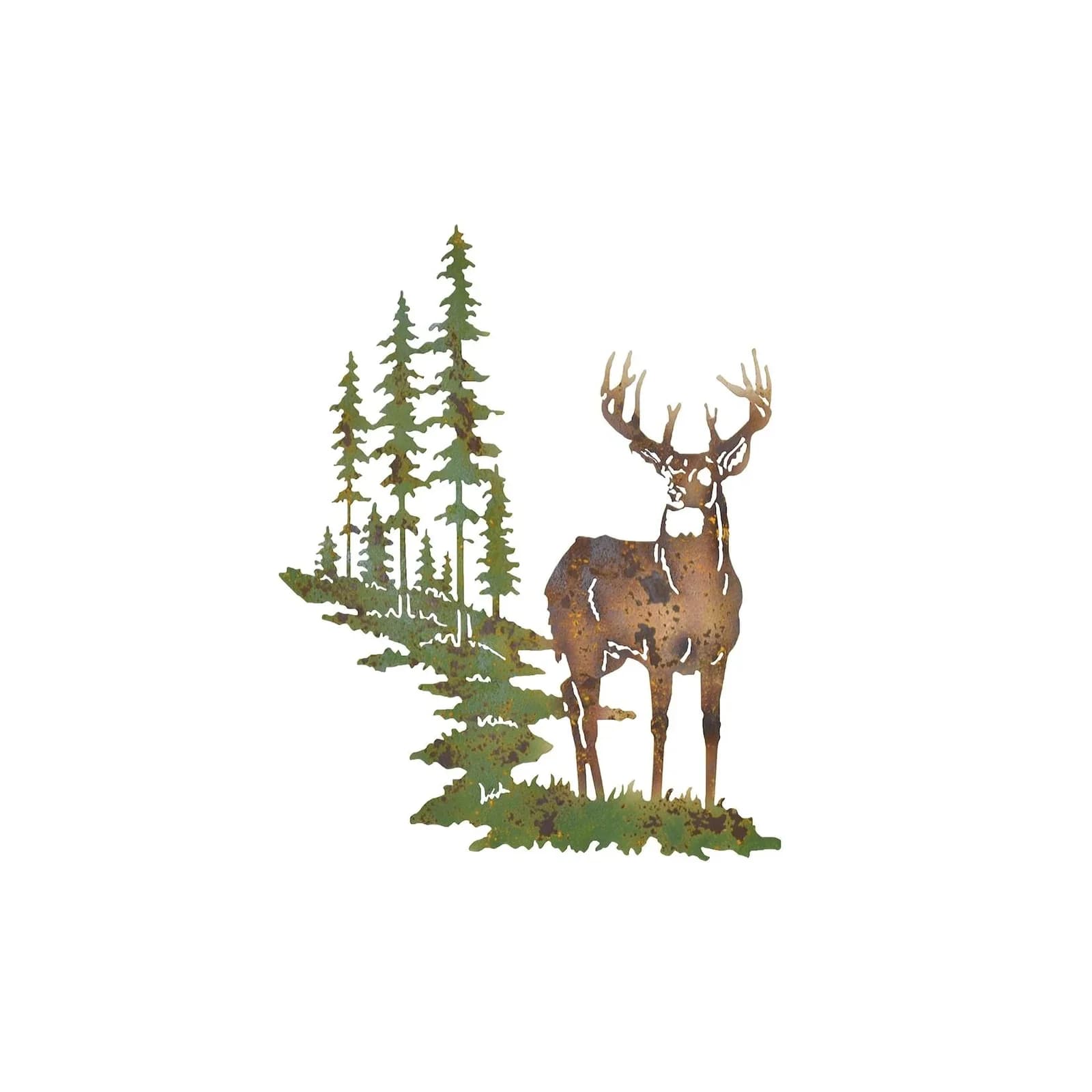 möbel direkt online Wanddekoration Hirsch Metall Grün/Braun/Beige