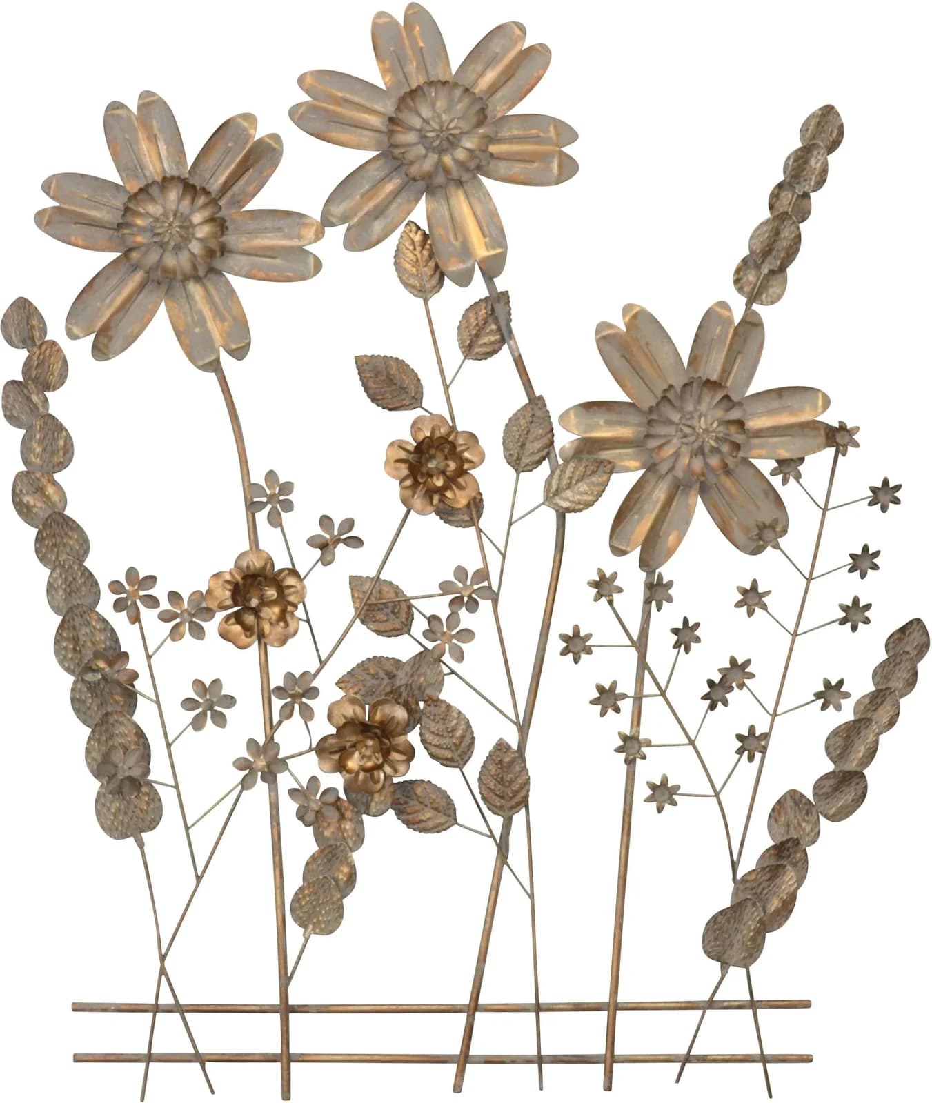 Wanddekoobjekt Wanddekoration Gold Blumenwiese
