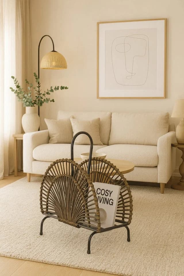 moebel-direkt-online Zeitungsständer Olaf Metall Schwarz/Beige Rattan - Bild 3