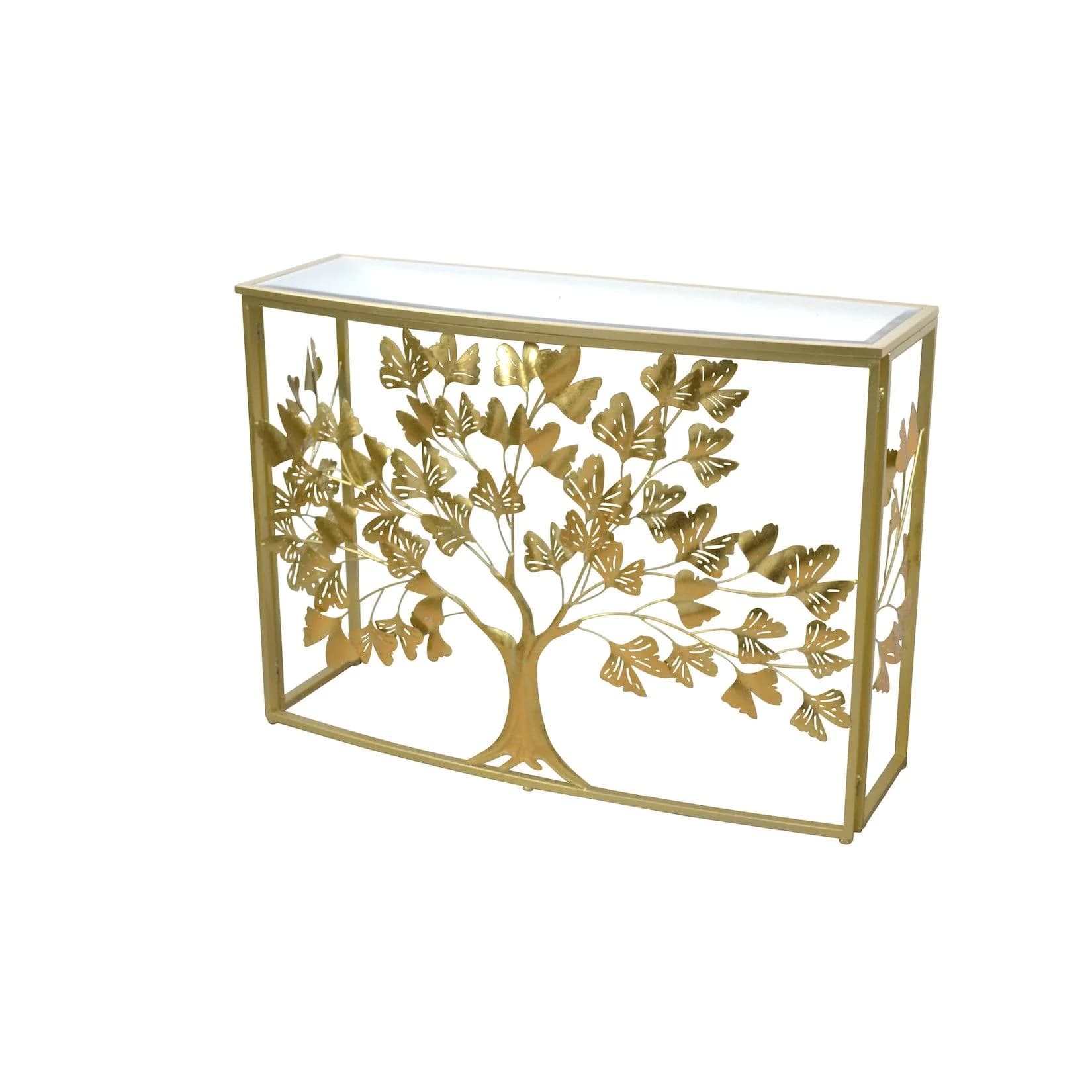 HOFMANN Konsolentisch Gold Metall Glas Baummotiv