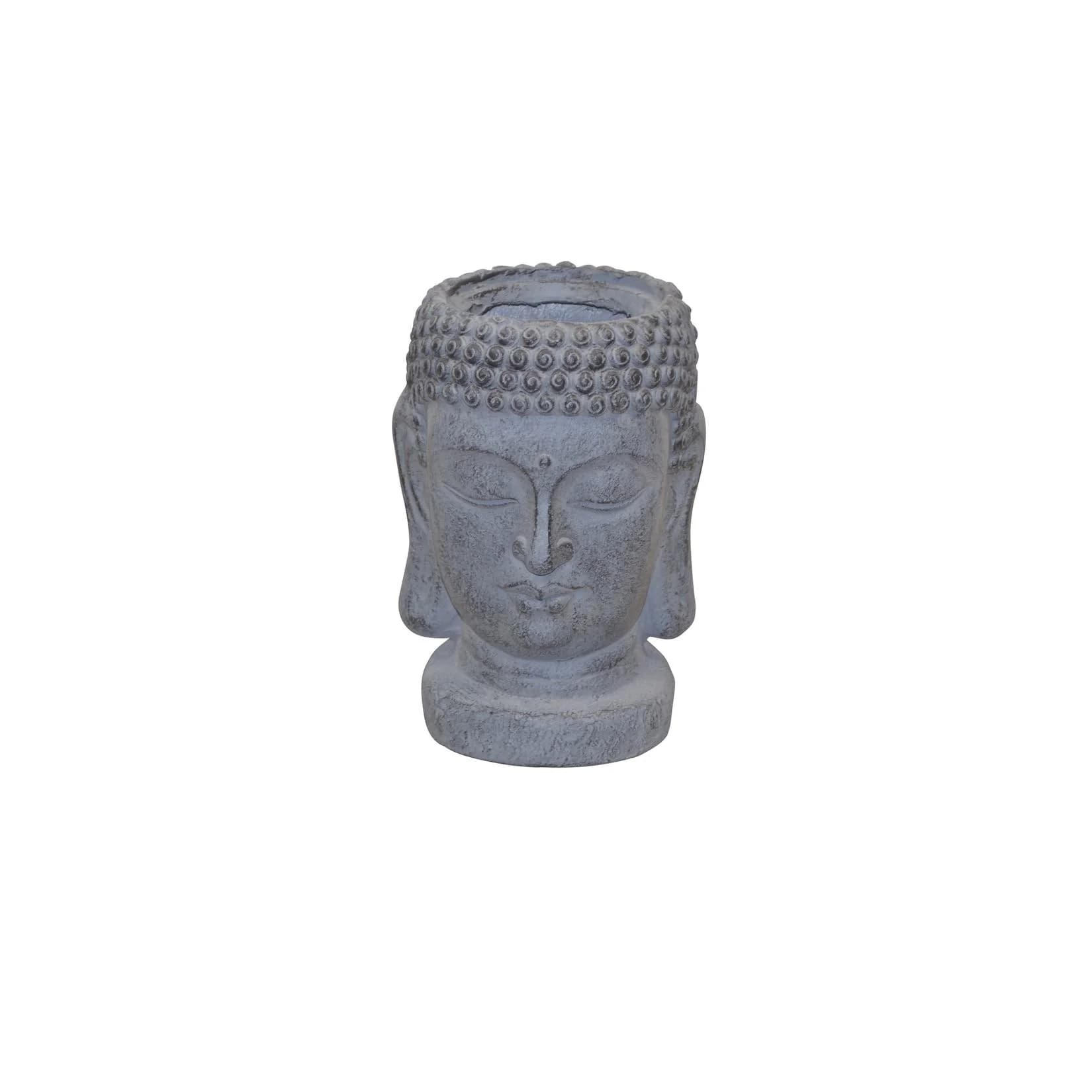 möbel direkt online Pflanzgefäß Buddhakopf I Naturgrau Polyresin