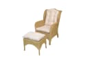 moebel-direkt-online Ohrensessel Samuel mit Hocker & Kissen Beige Rattan Bild 1