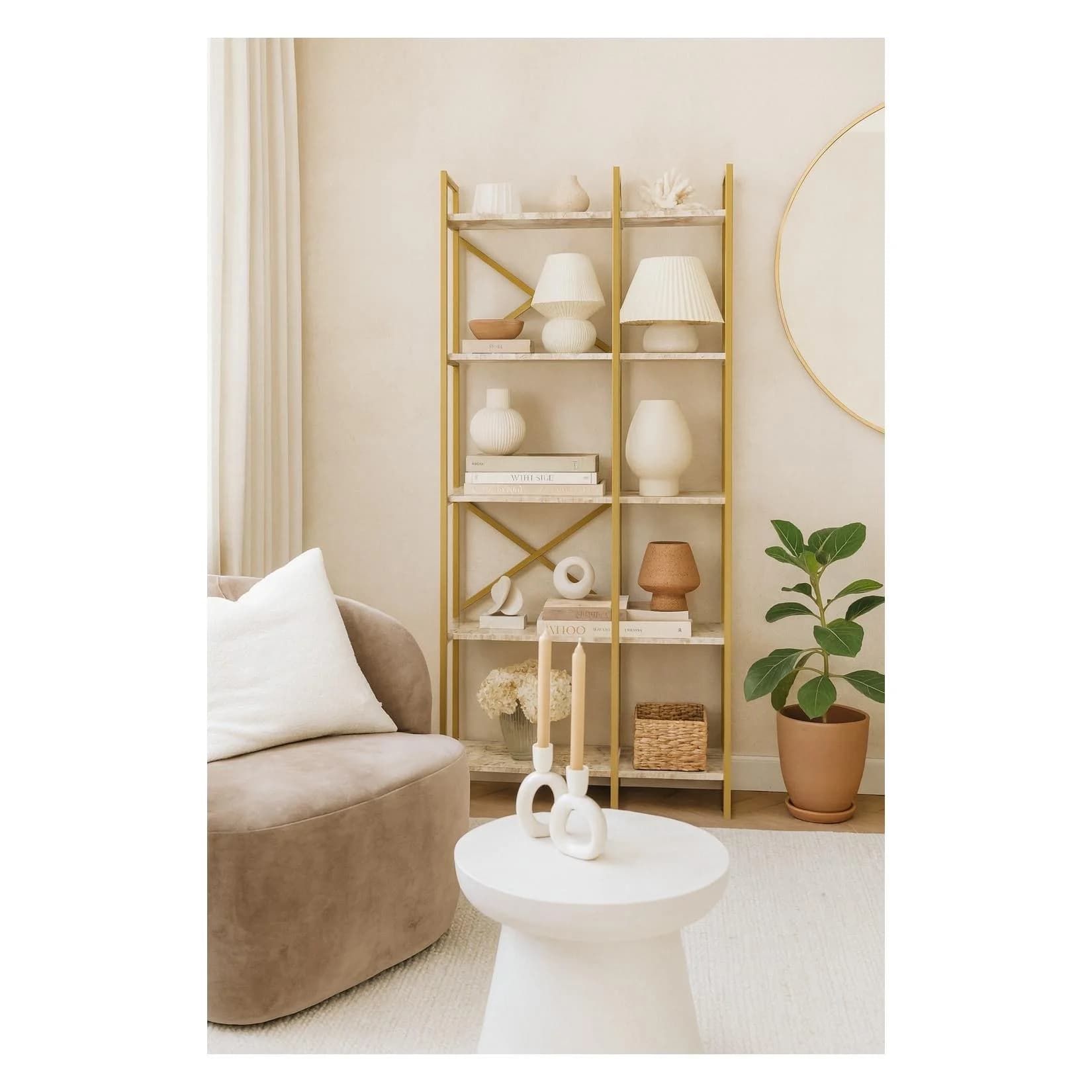 möbel direkt online Regalwand Standregal Cesar Weiß/Gold MDF Metall